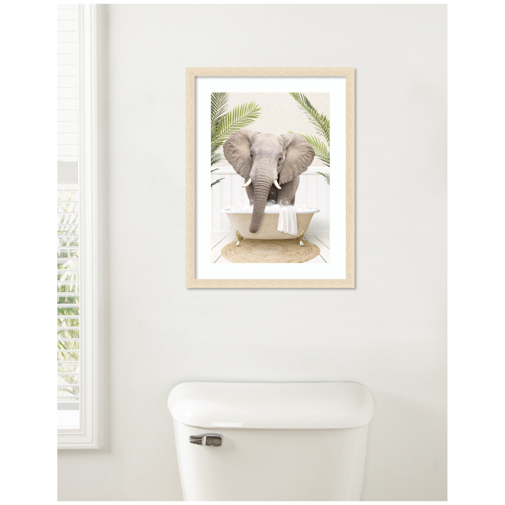 Elephant Front Palm Bathtub by Amy Peterson Framed Wall Art Print