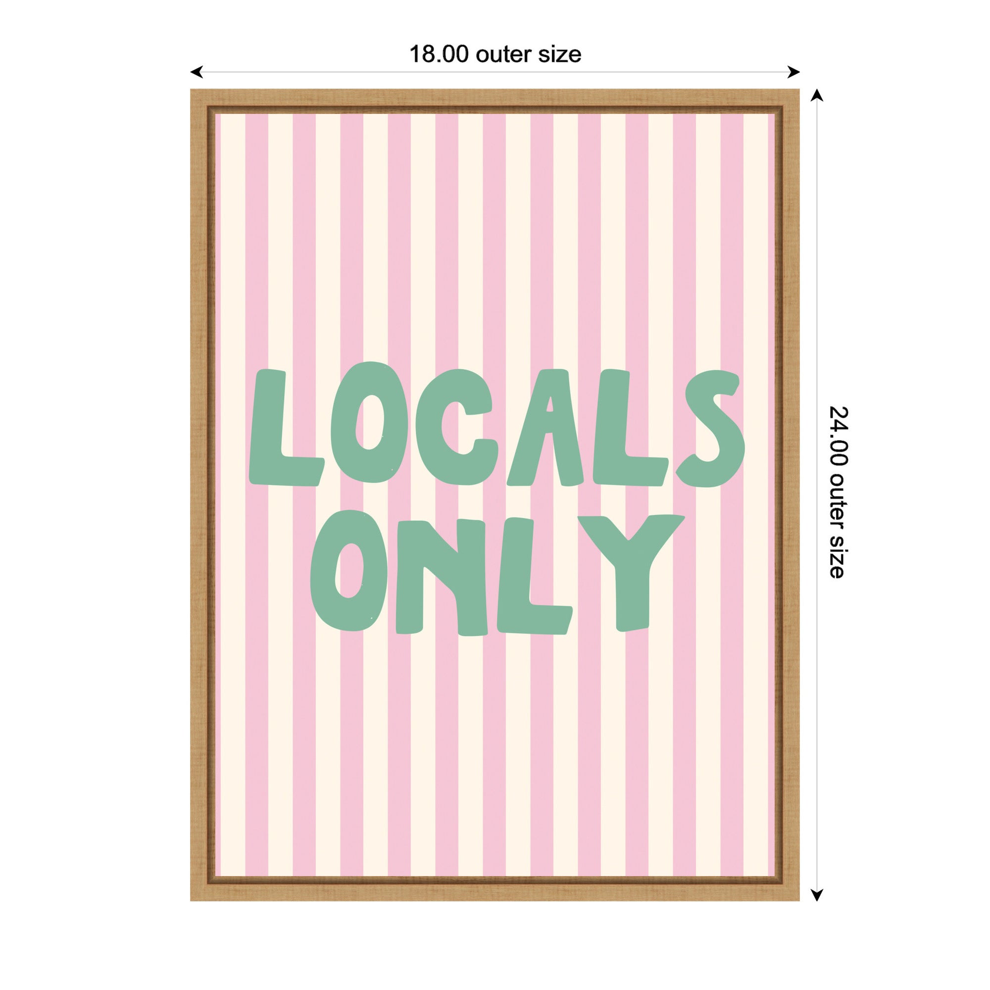 Locals Only Green and Pink Stripes by Megan Ryan Framed Canvas Wall Art Print