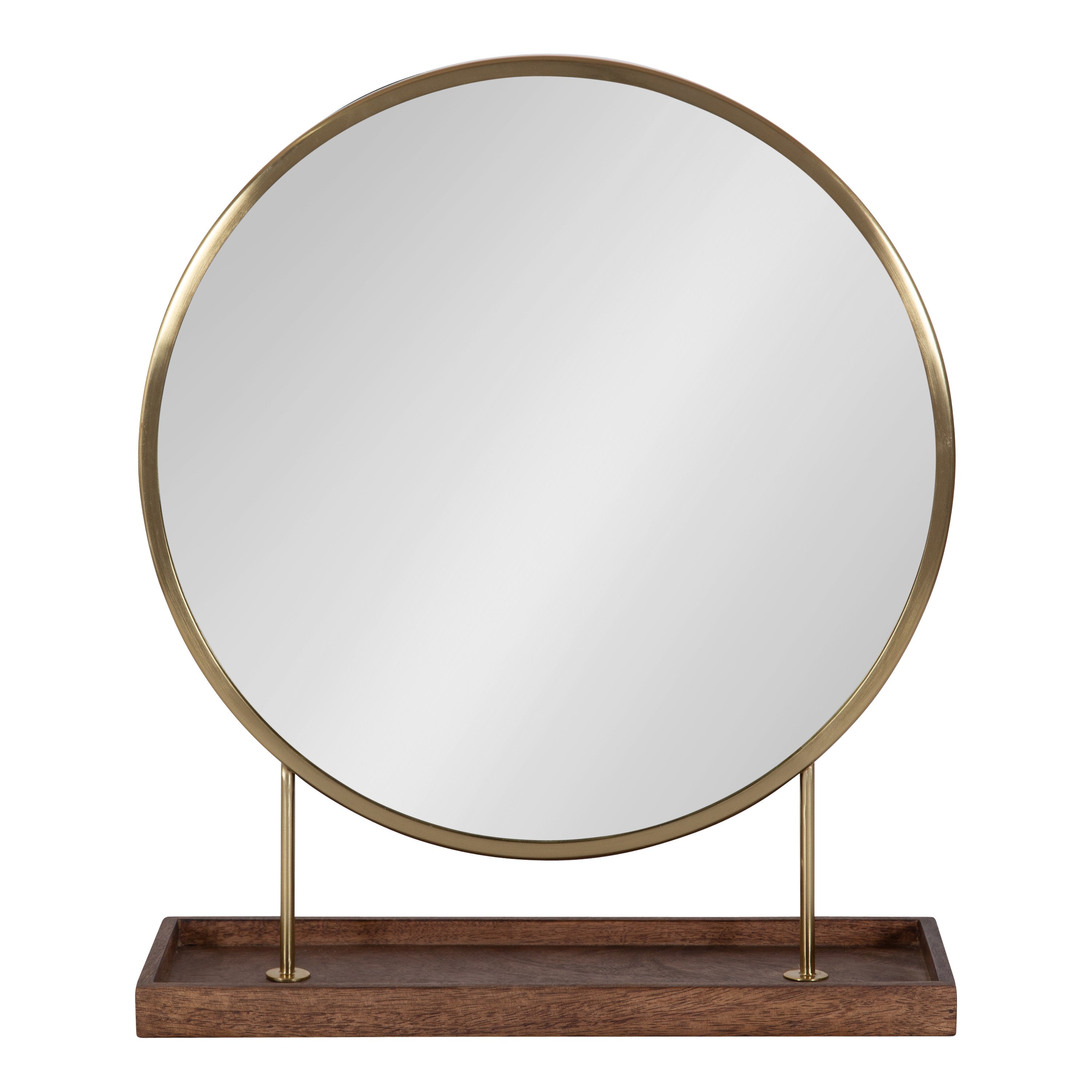 Tabletop Mirror Walnut Brown Gold 18x22 2