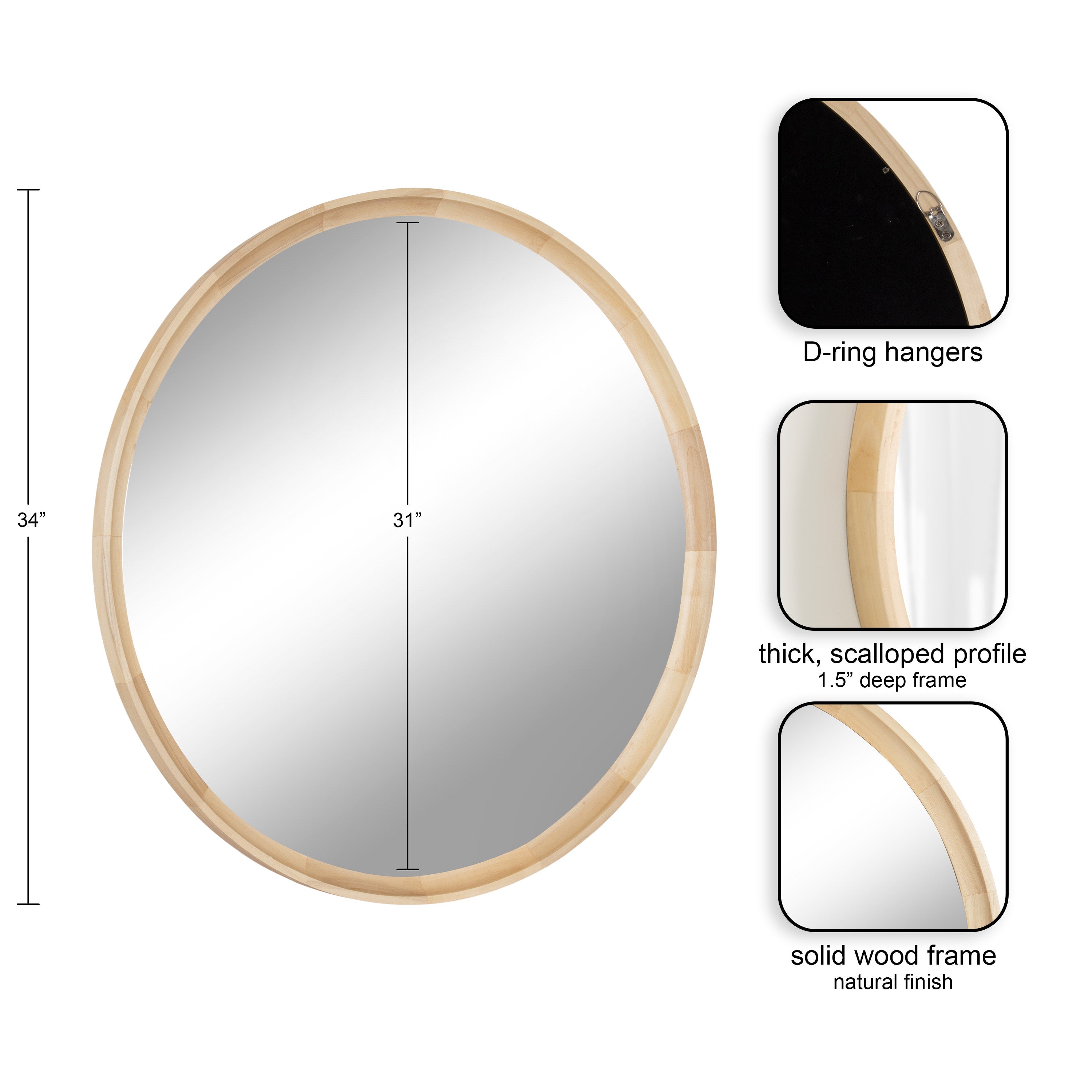Round Mirror Natural 34" Diameter 2