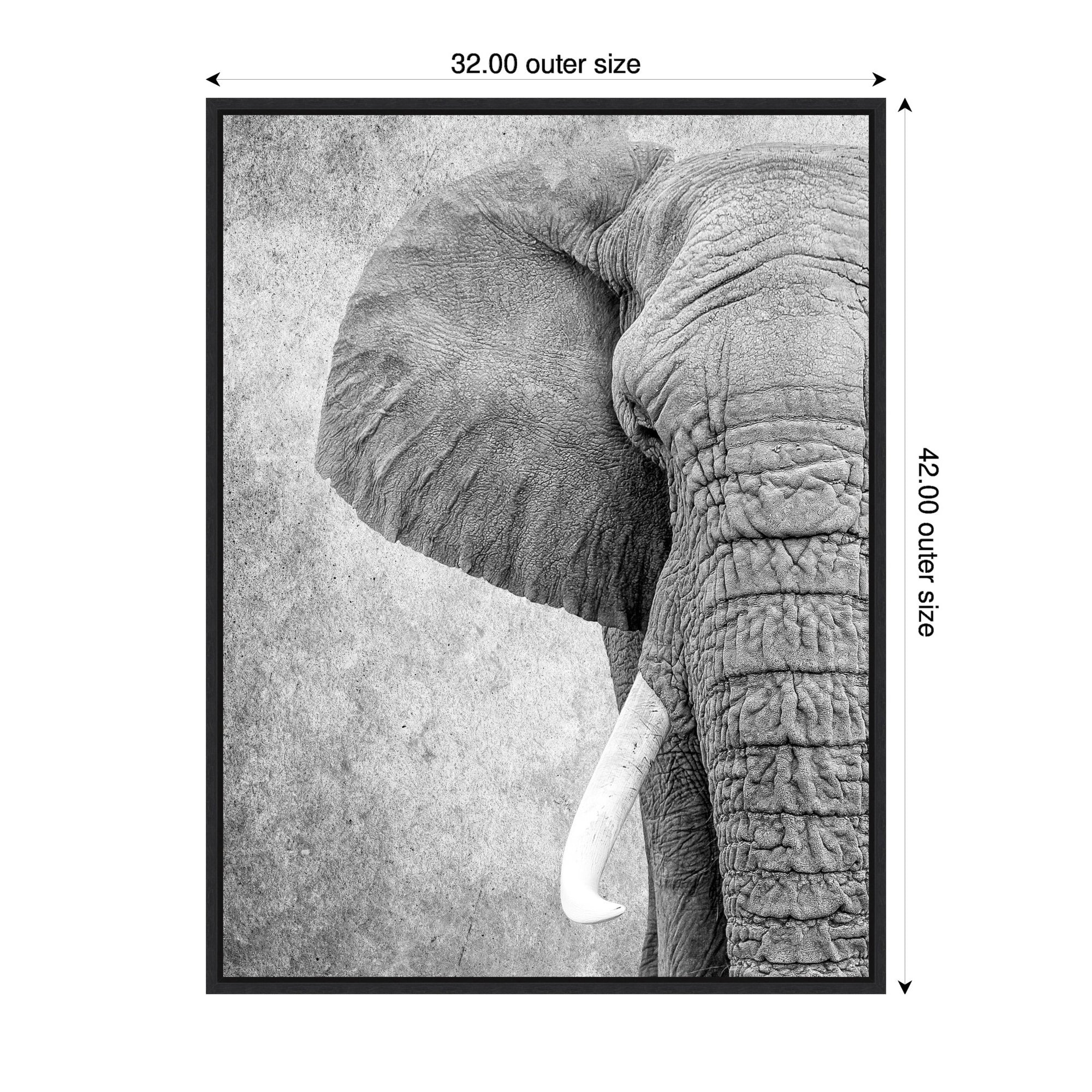 Sylvie Black and White Minimalist Safari Elephant Framed Canvas by Simon Te of Tai Prints