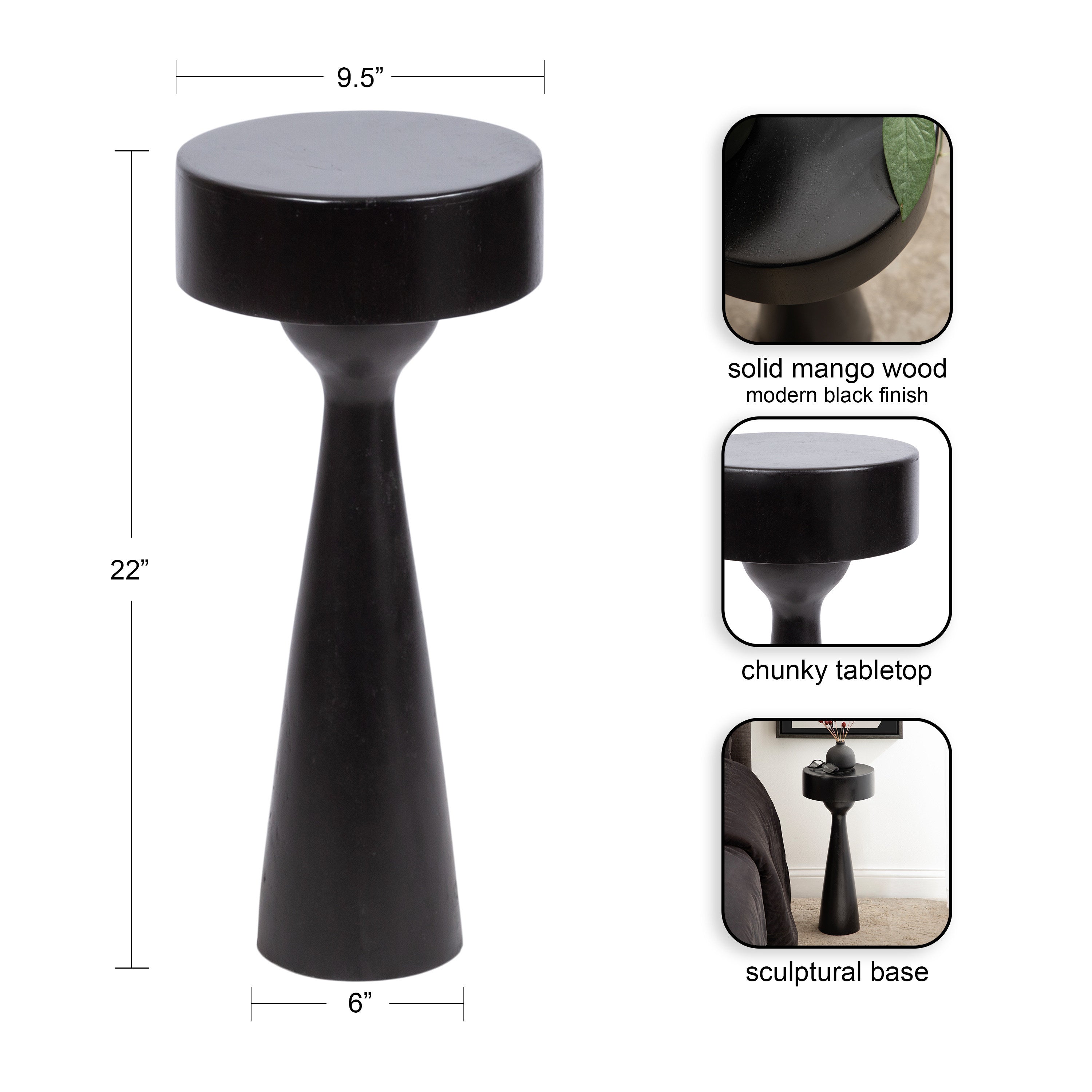 Drink Table Black 10x10x22 2