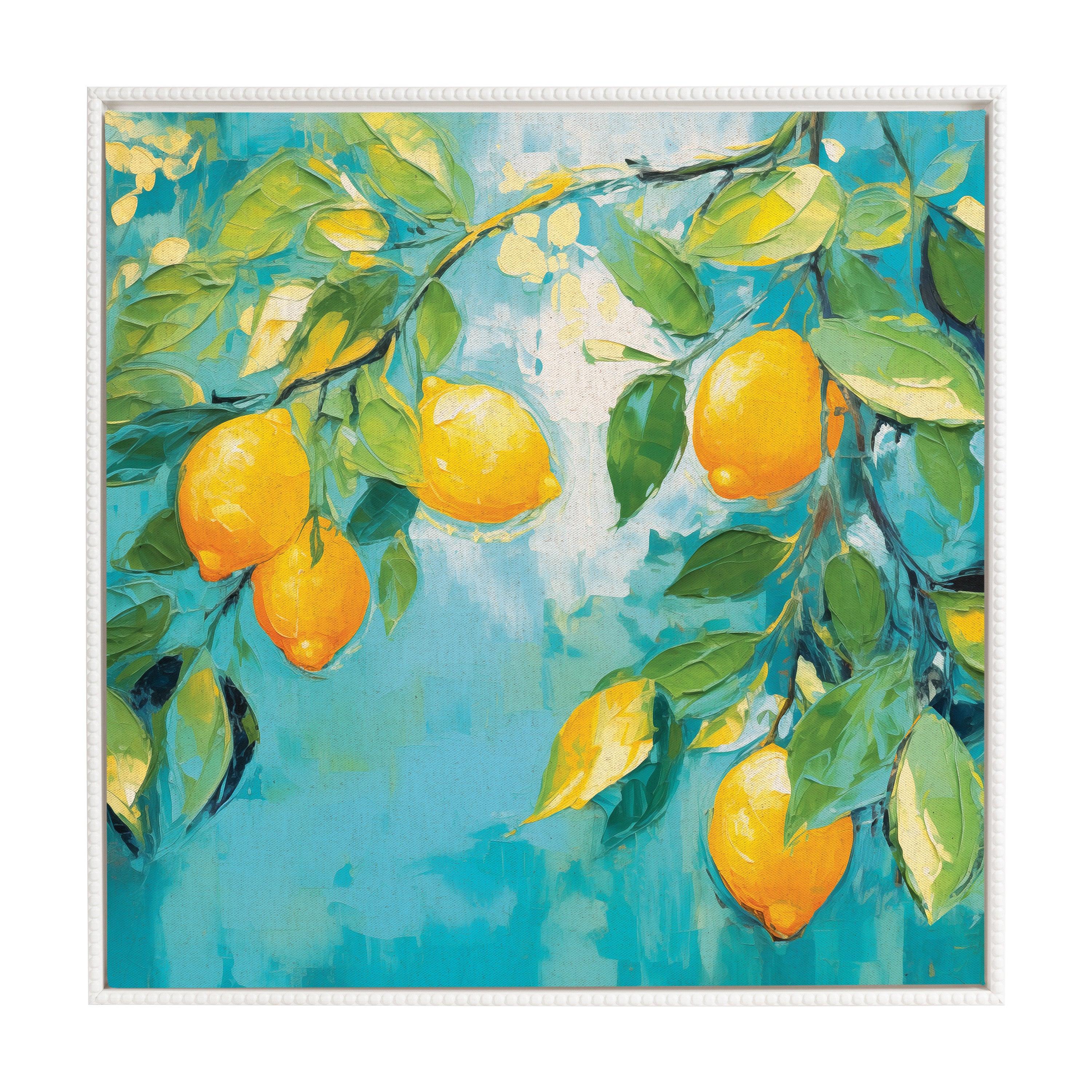 Framed Canvas 30x30 Sylvie Beaded White 2