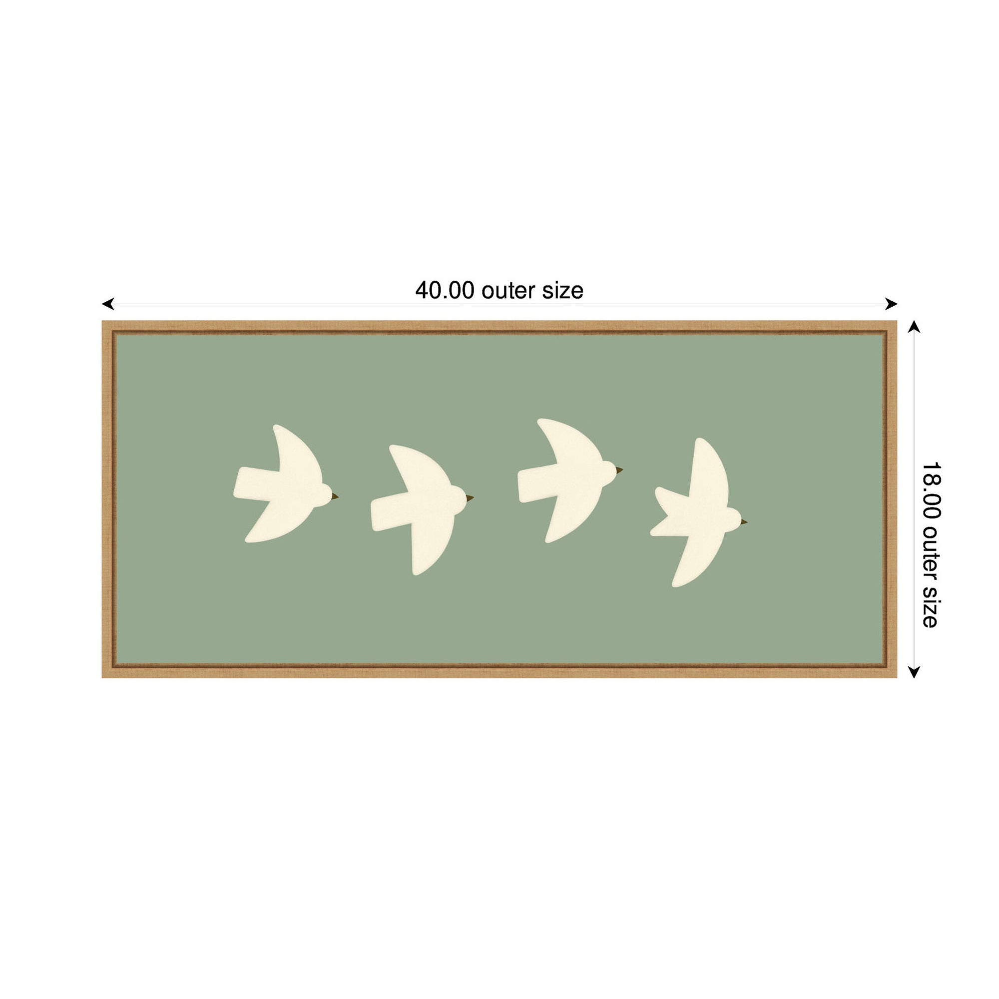 Minimalist Birds Panel 4 Green by Laura Moss Framed Canvas Wall Art Print