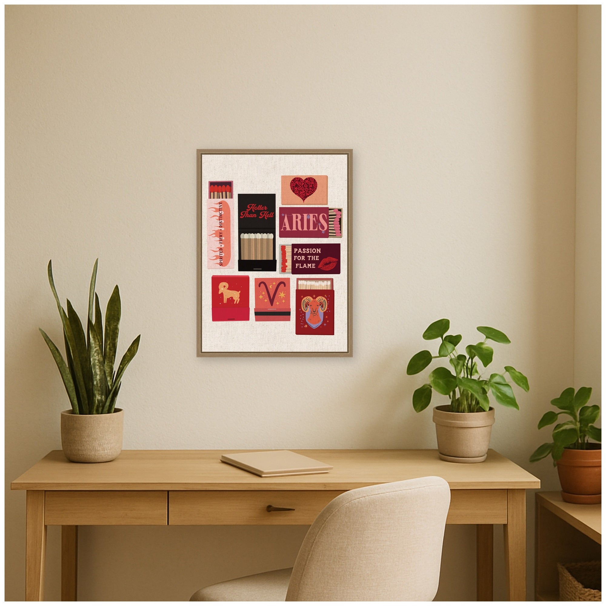Aries Matchbook Linen FC by Megan Ryan Framed Canvas Wall Art Print