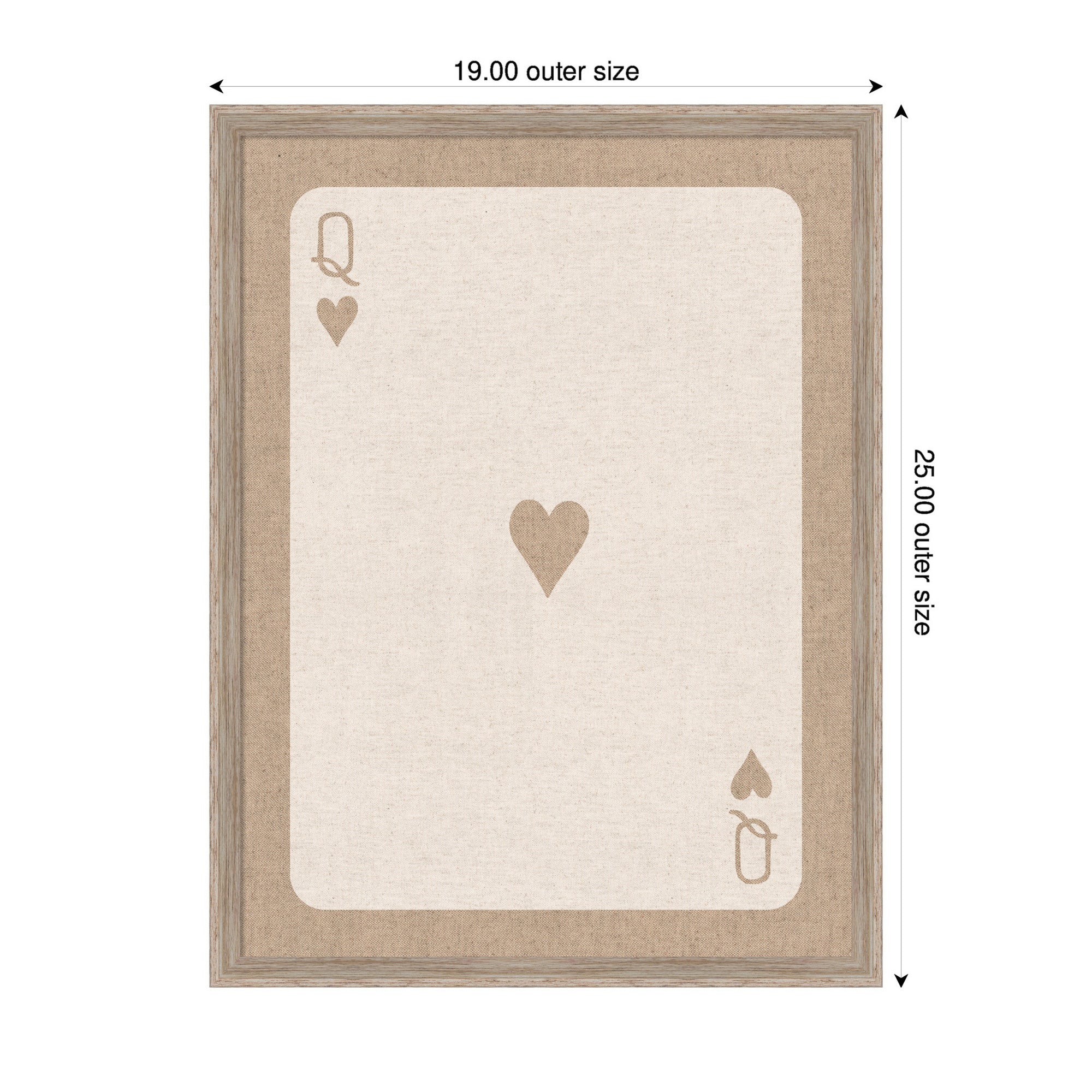 Framed Fabric Pinboard Queen of Hearts Linen Texture Wall Organization