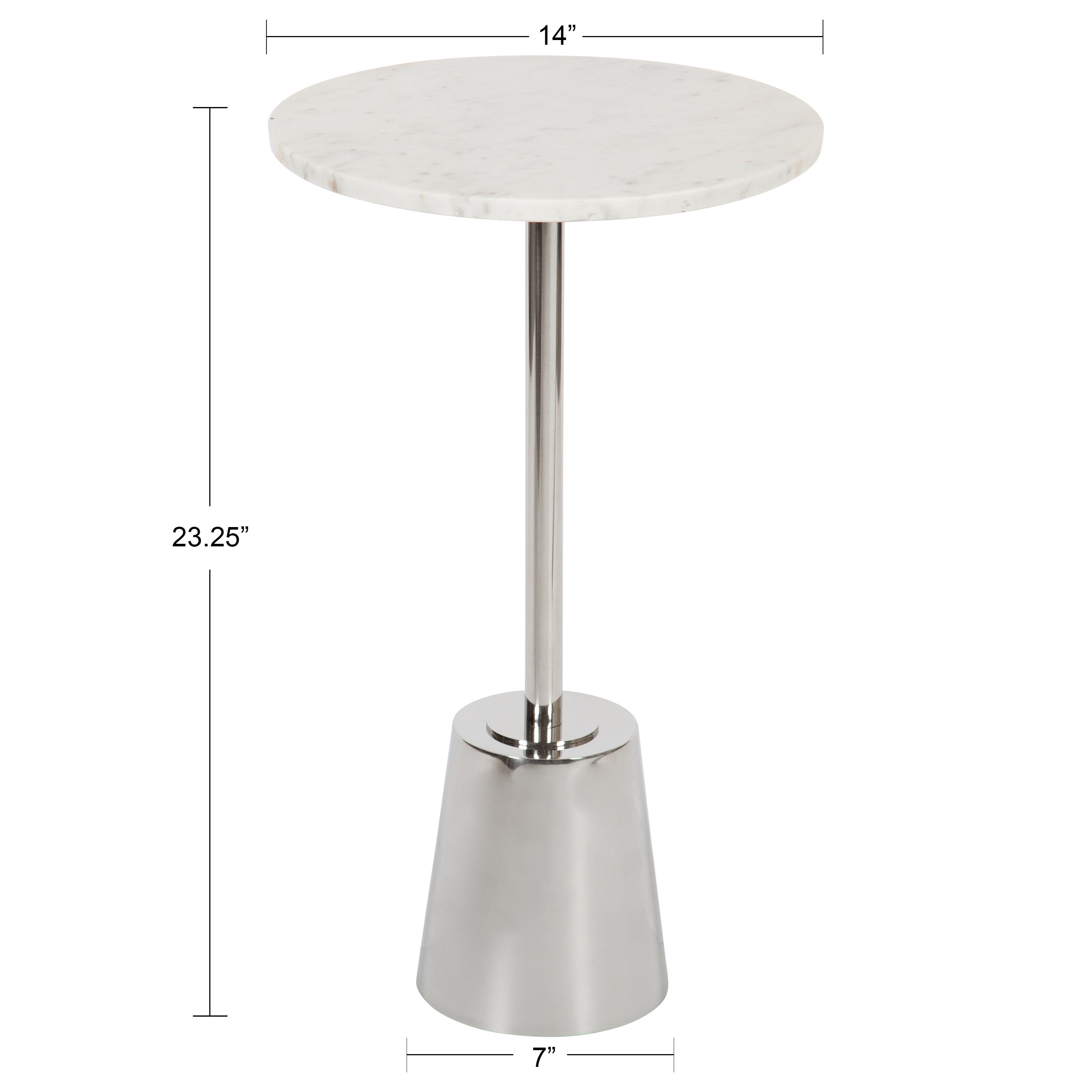 Side Table White Silver 14x14x24 2