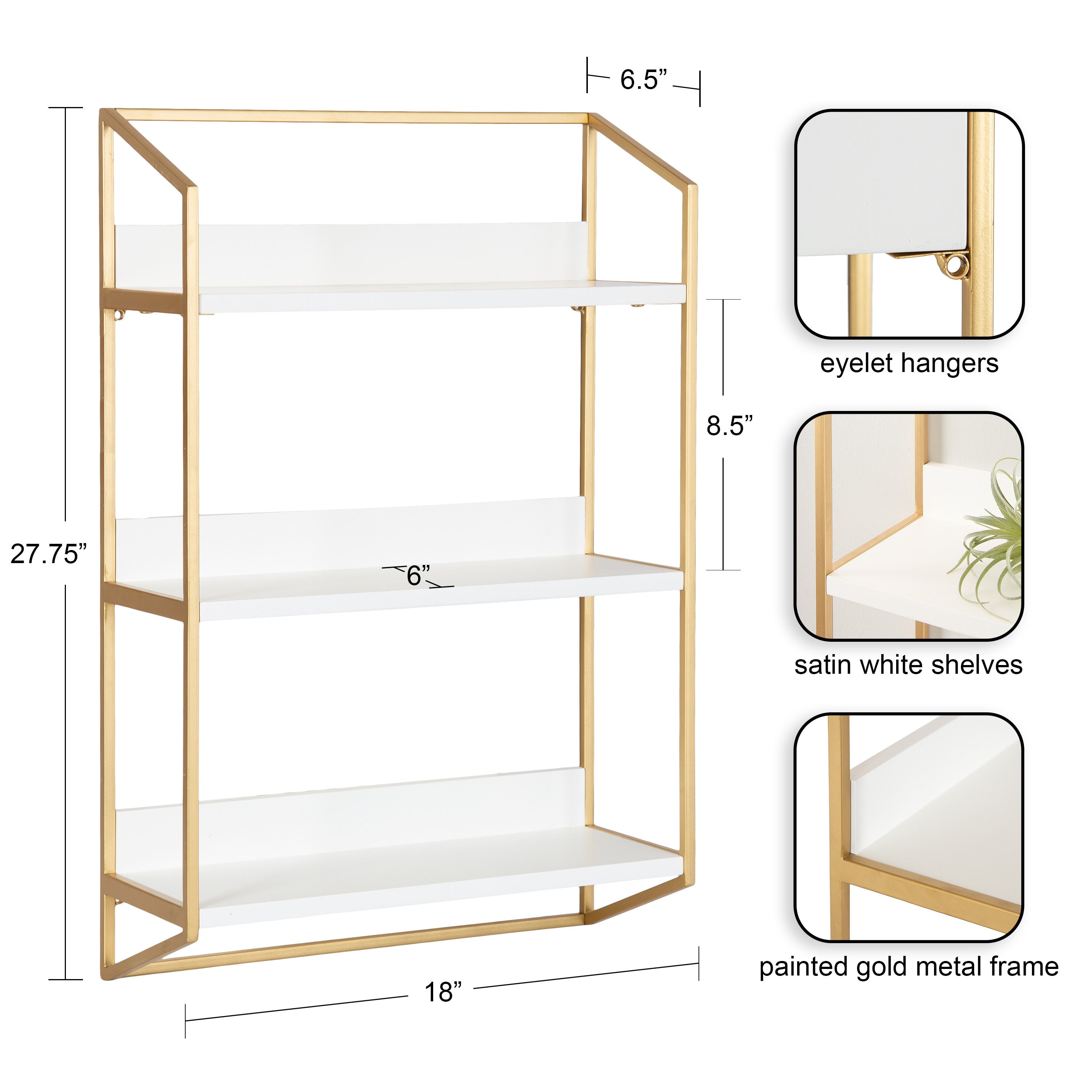 Accent Shelf White Gold 18x28x7 2