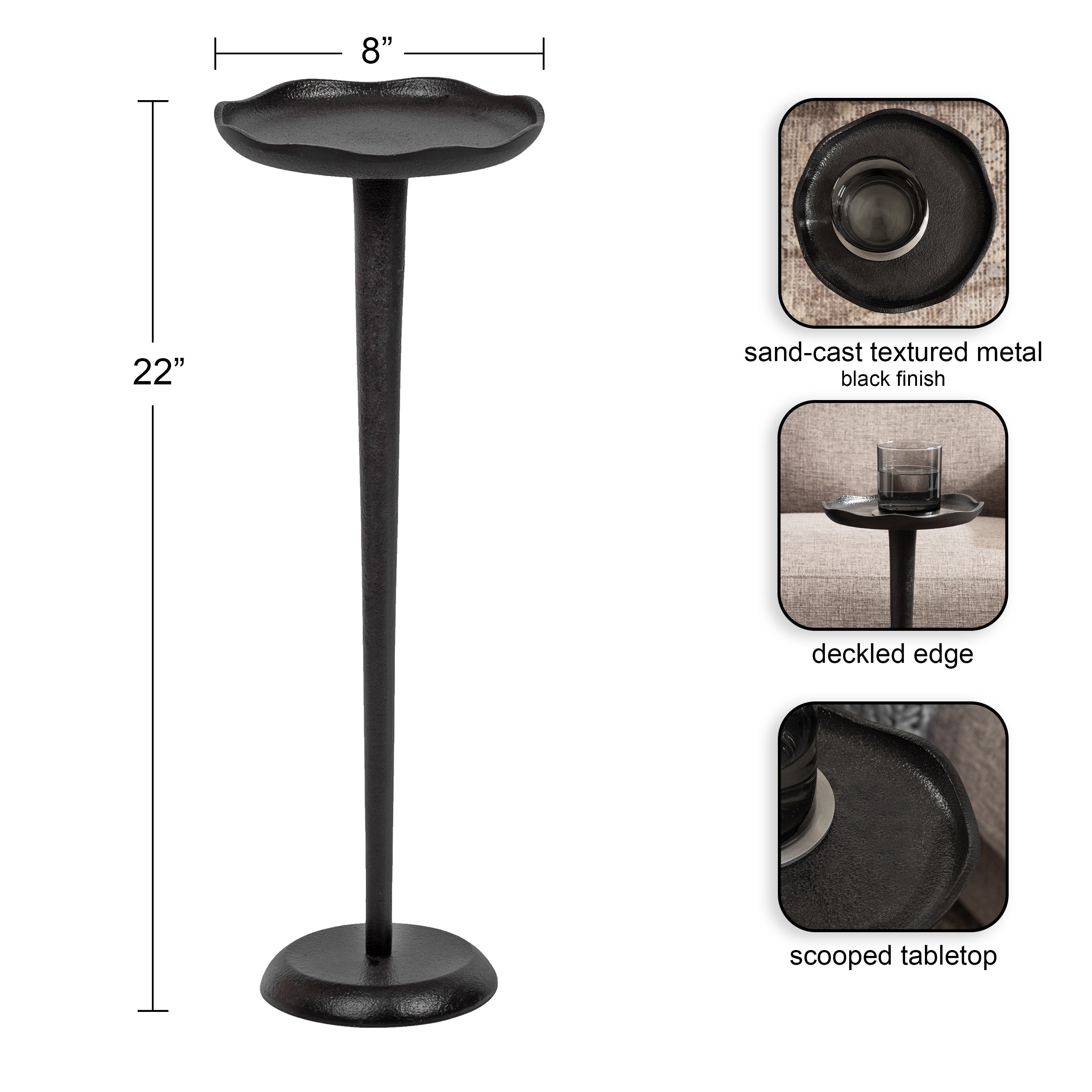 Drink Table Black 8x8x22 2