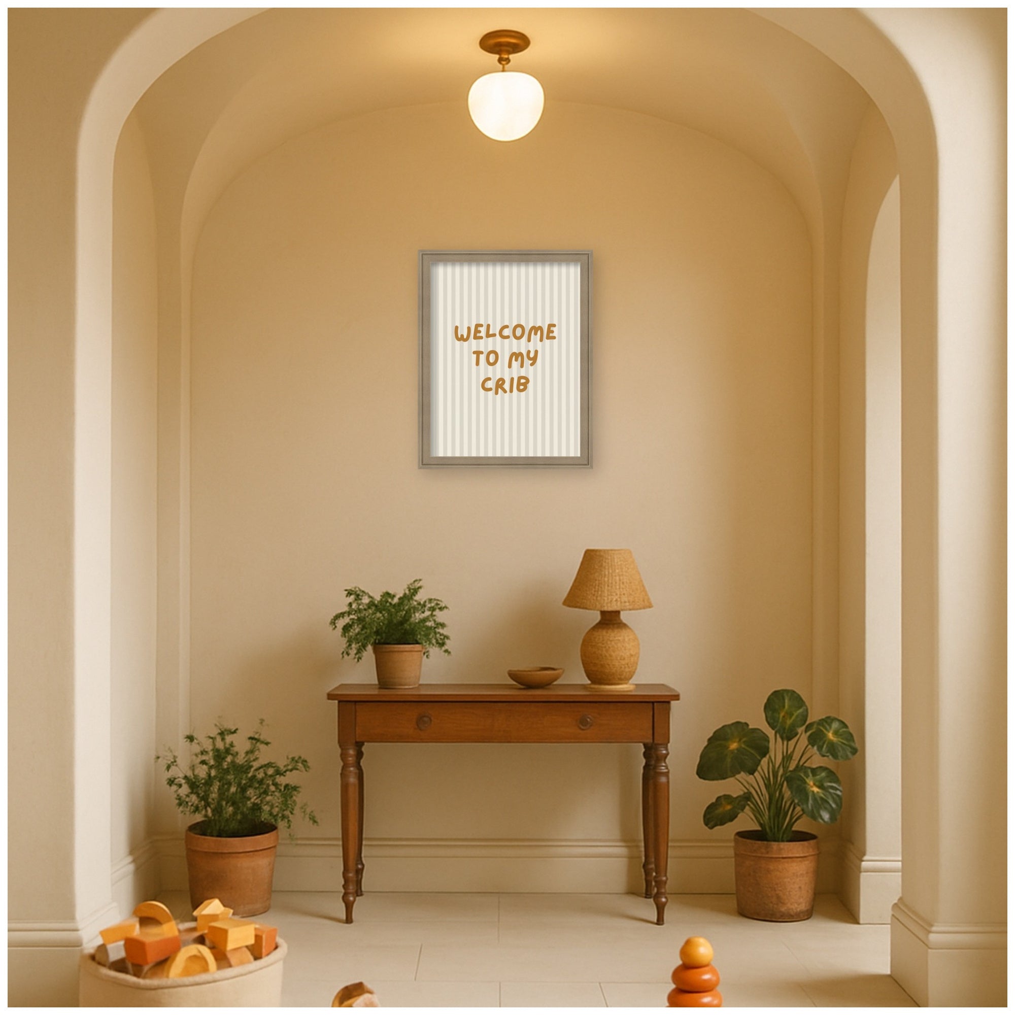 Welcome To My Crib by Laura Moss Framed Mounted Canvas Wall Art Print