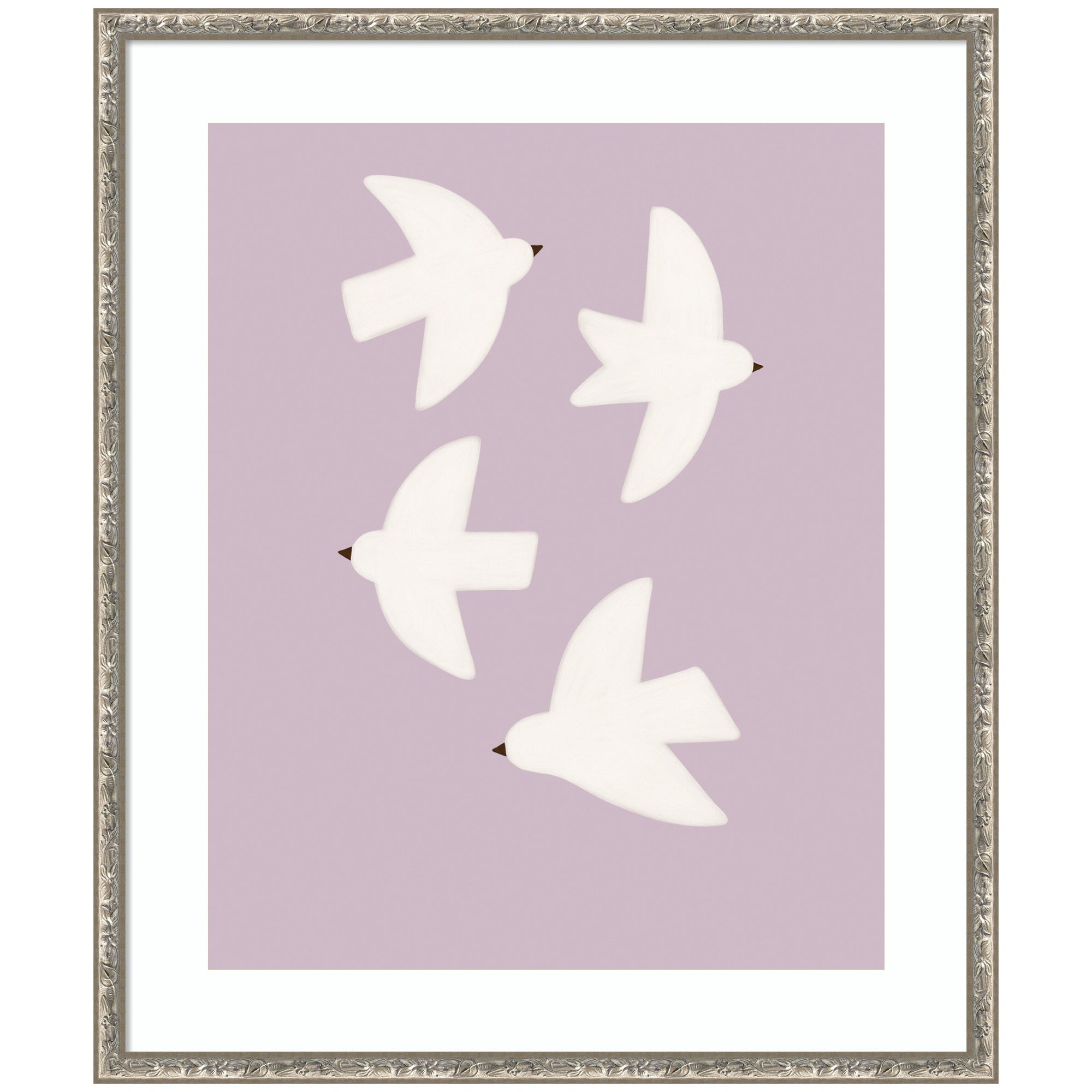 Minimalist Birds Poster 3 Purple by Laura Moss Framed Wall Art Print