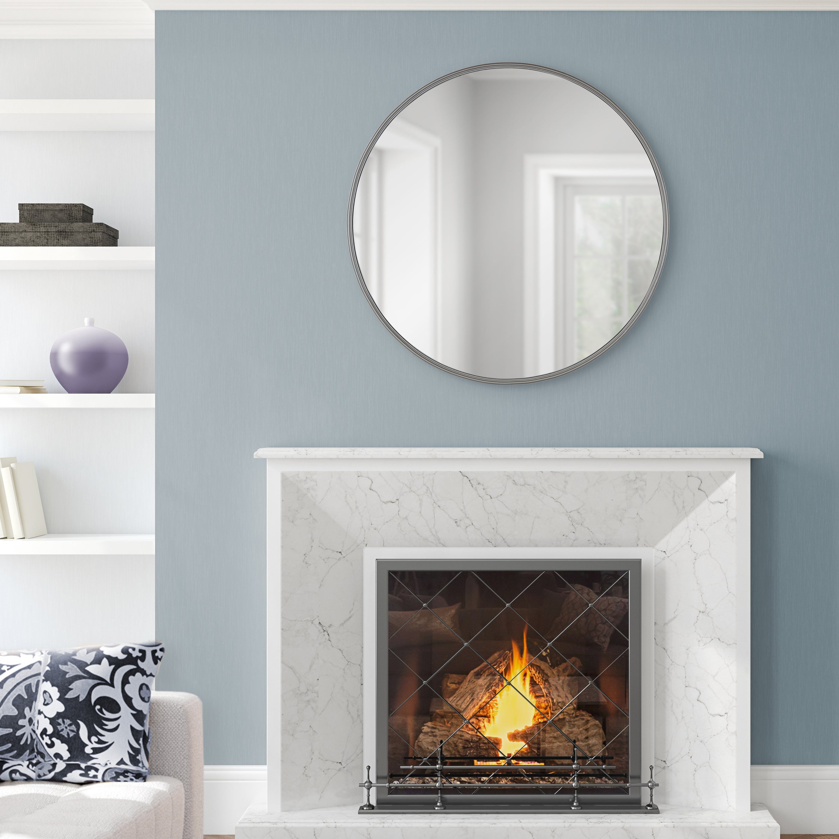 Round Mirror Gray 30" Diameter 6