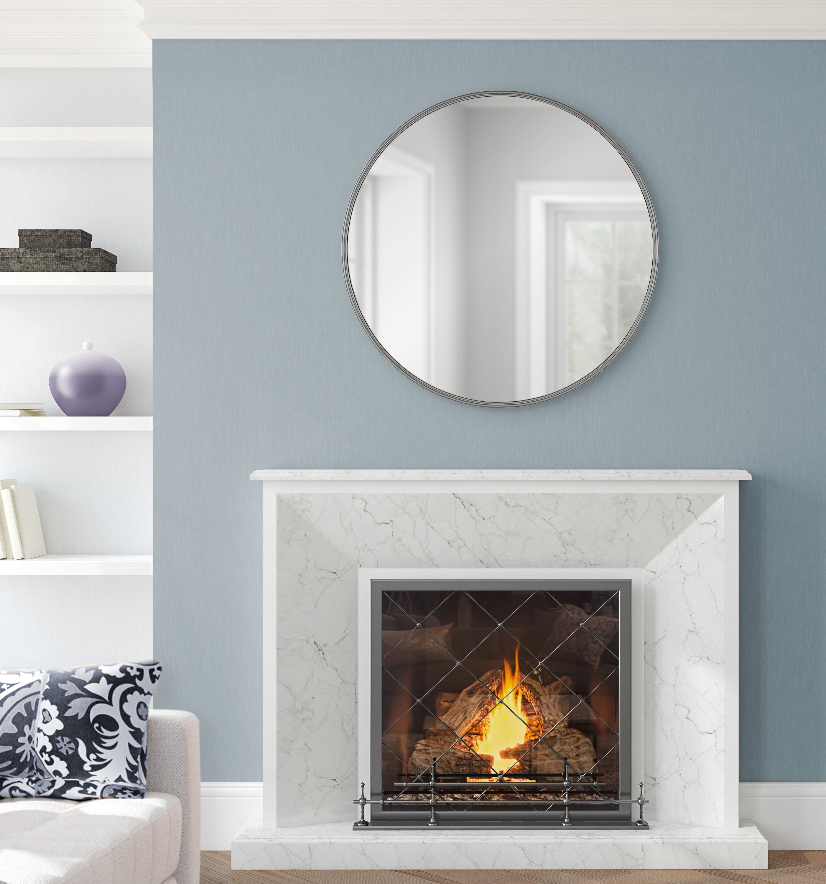 Round Mirror Gray 30" Diameter 6