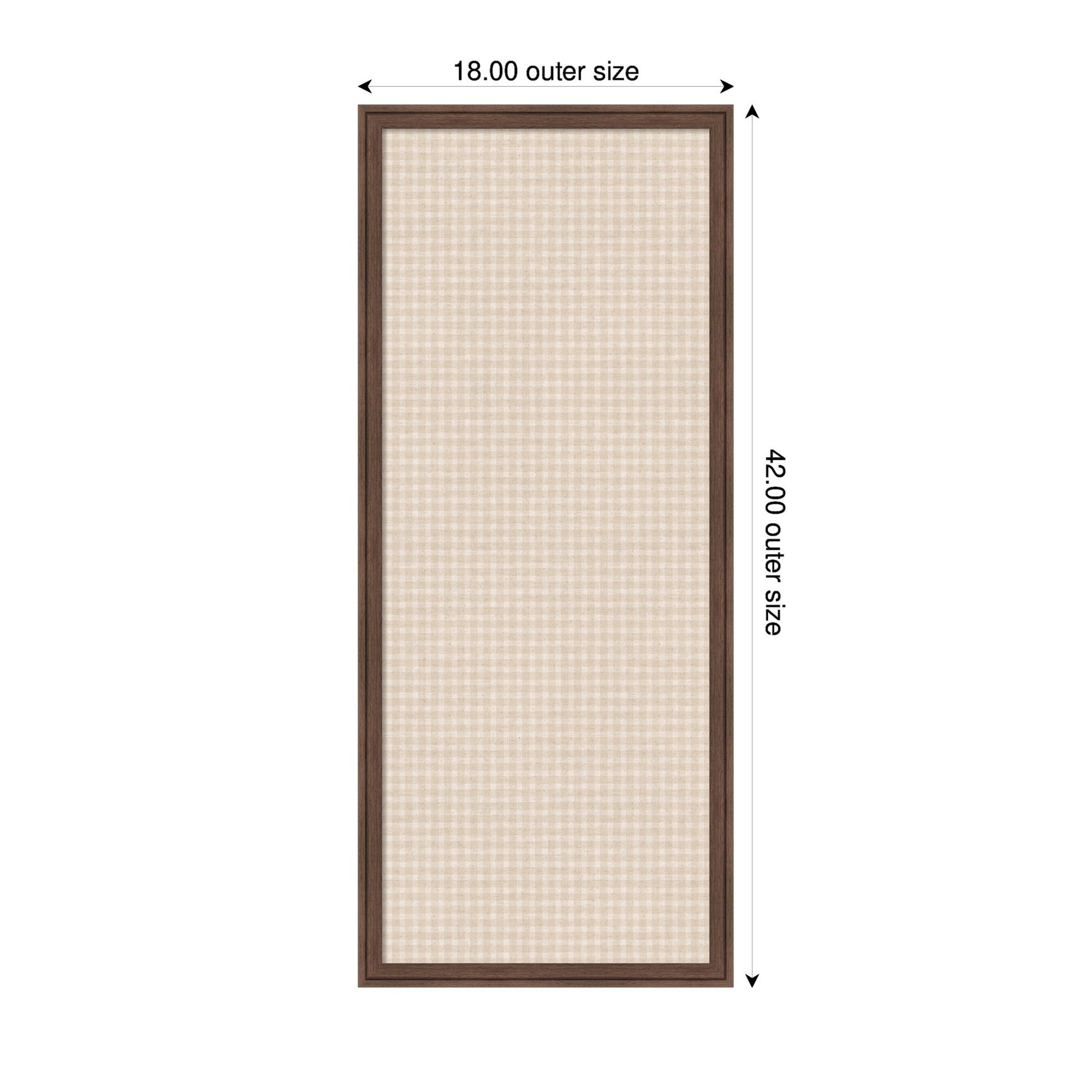 Framed Fabric Pinboard Mini Gingham Neutral Linen Wall Organization