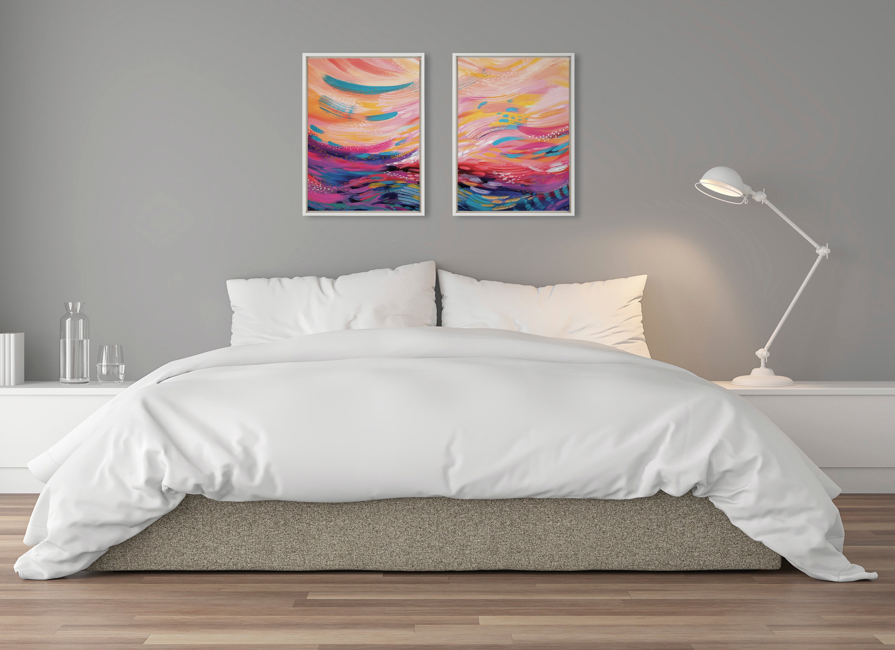 Sylvie Brush Strokes 90 Framed Canvas Set by Jessi Raulet of Ettavee