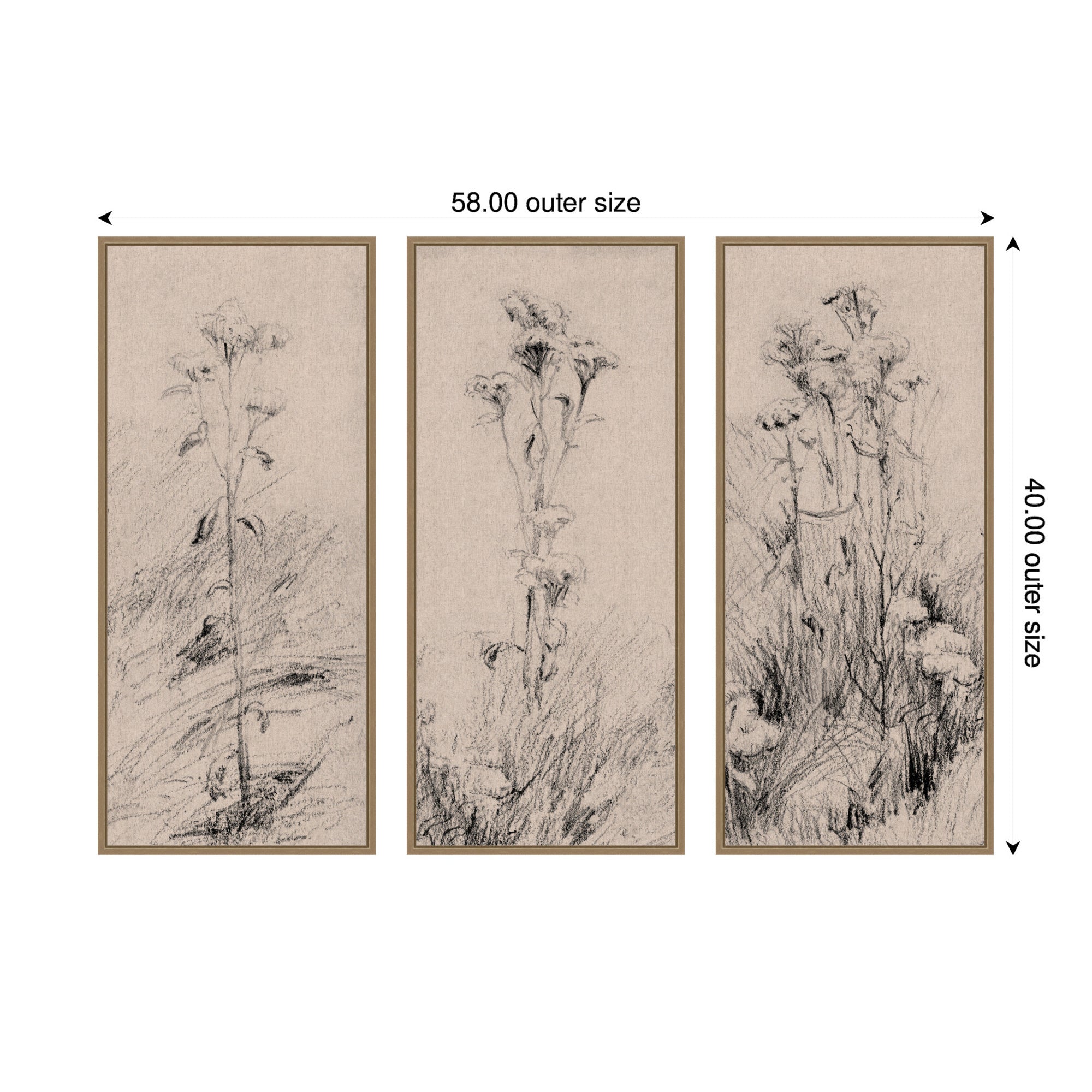 Art Set 3 Piece Set 18x40 Sylvie Dark Gold 2