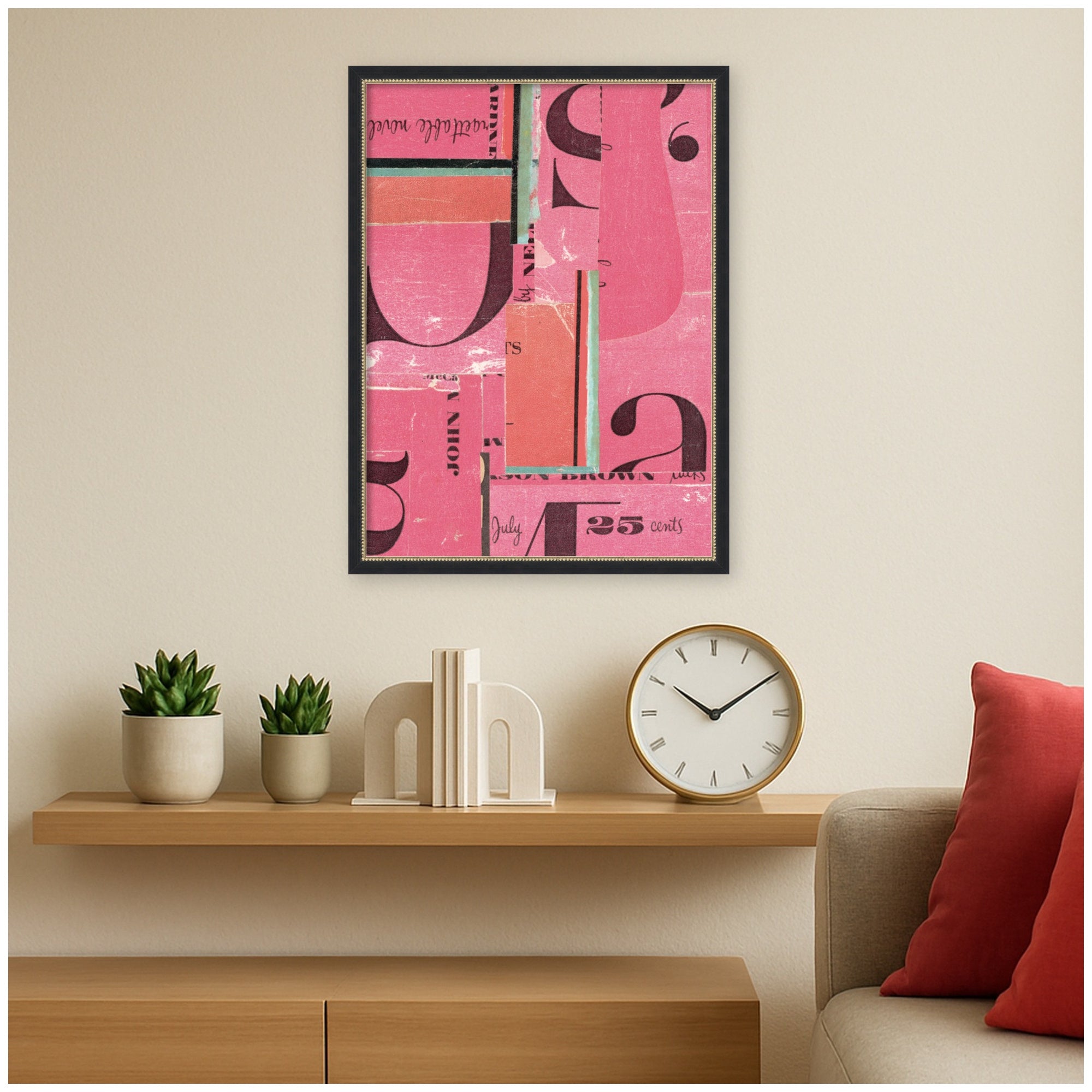 Typography Pink by Felicia Dadak Framed Mounted Canvas Wall Art Print