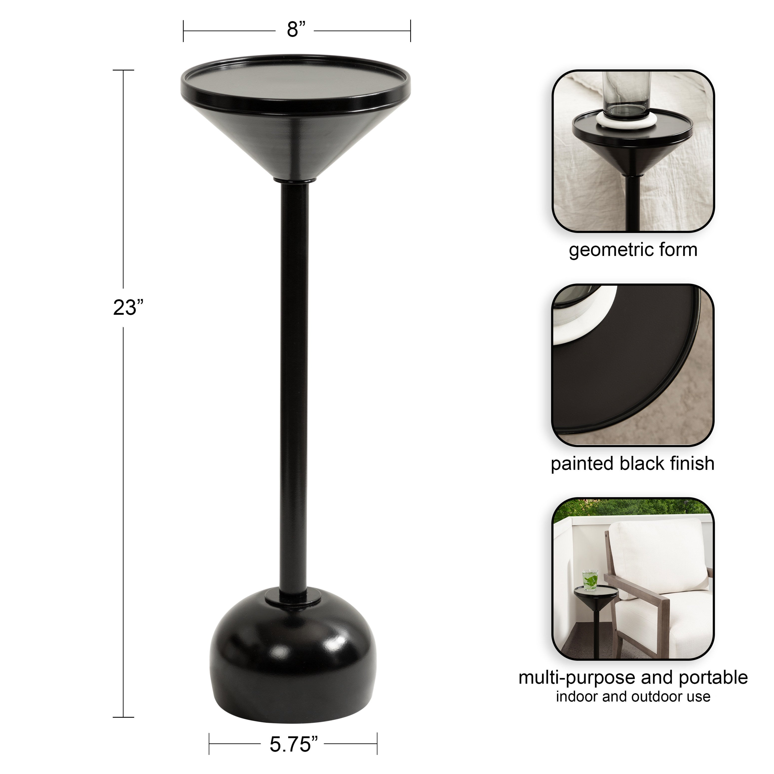Drink Table Black 8x8x23 2