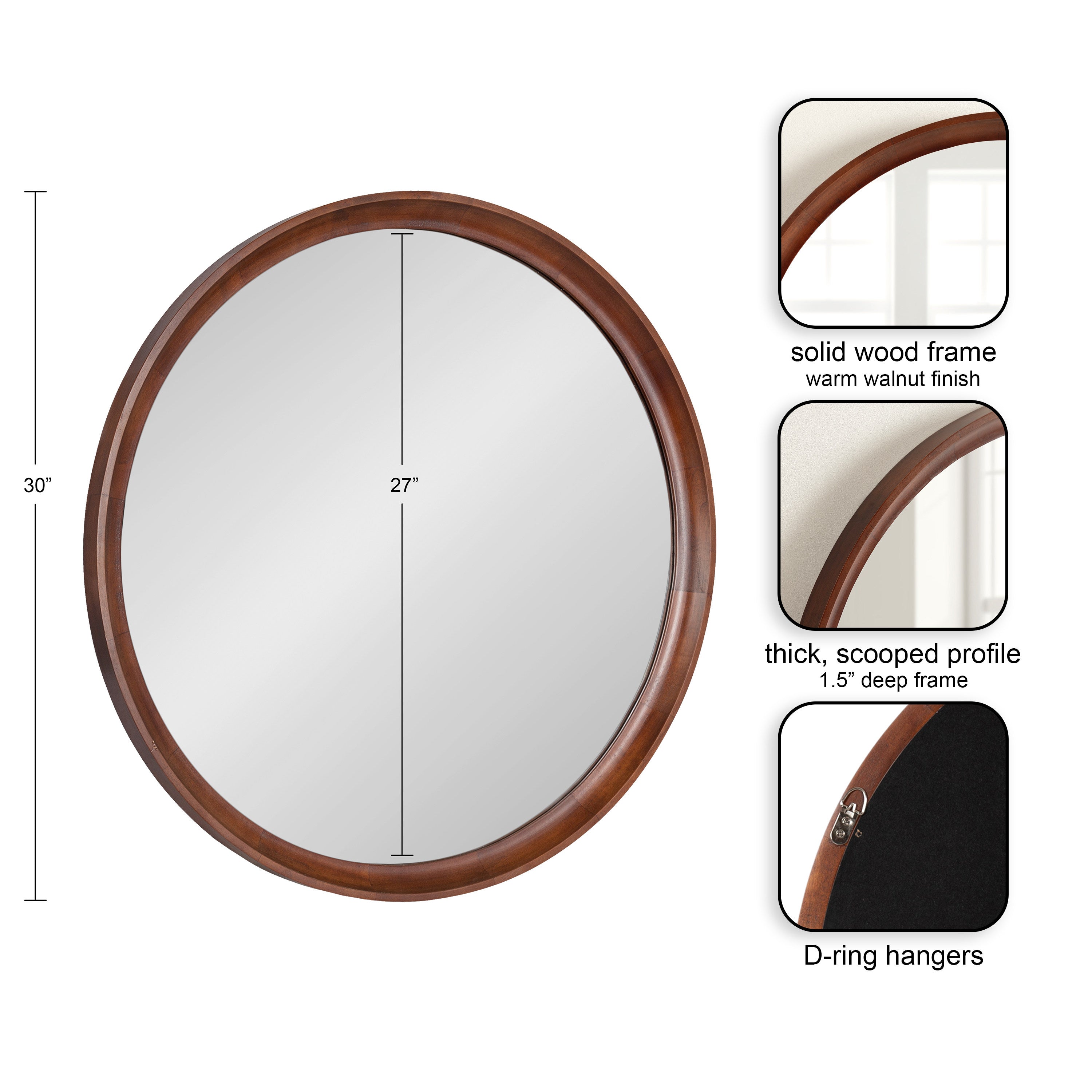 Round Mirror Dark Brown 30" Diameter 2