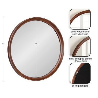 Round Mirror Dark Brown 30" Diameter 2