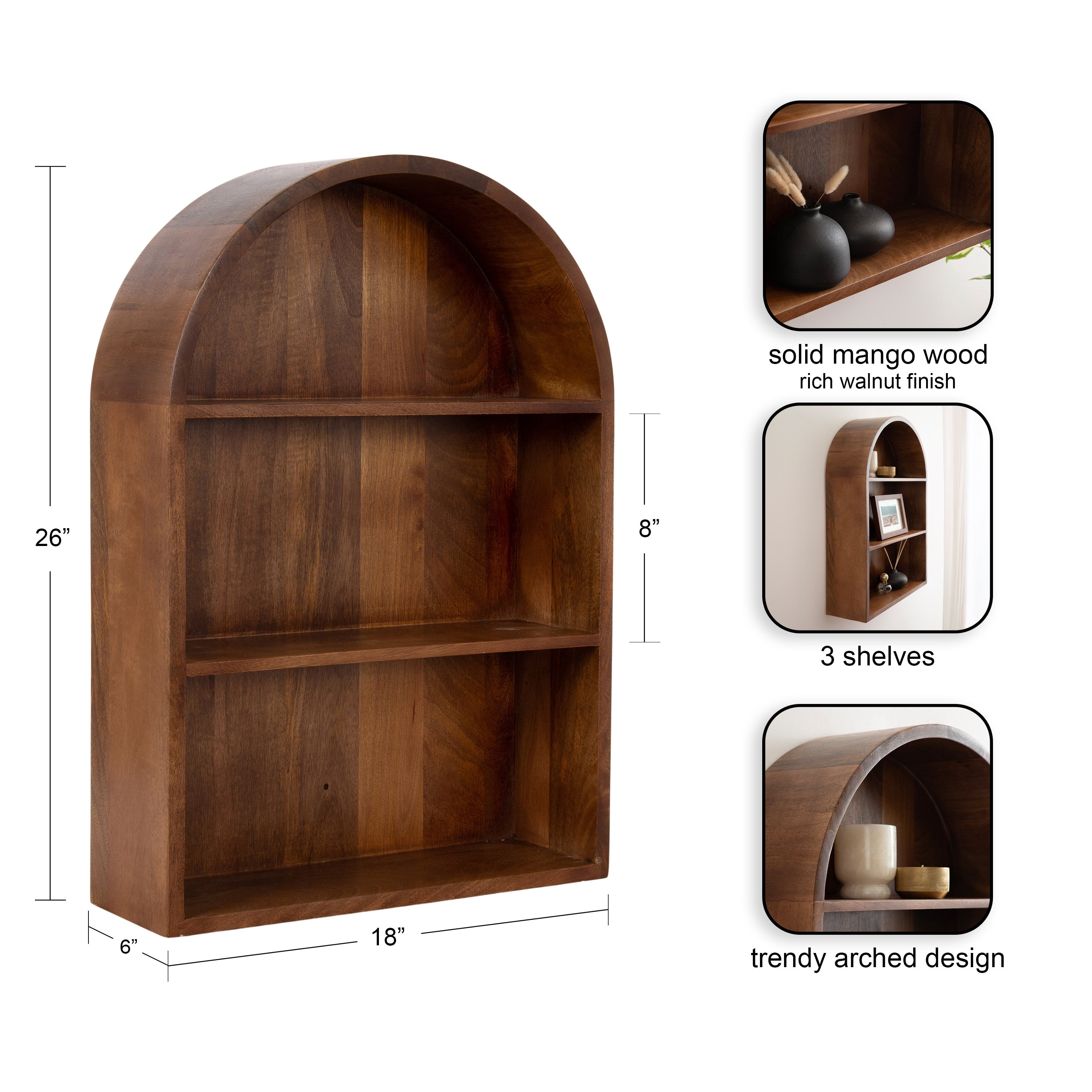 Accent Shelf Walnut Brown 18x6x26 2