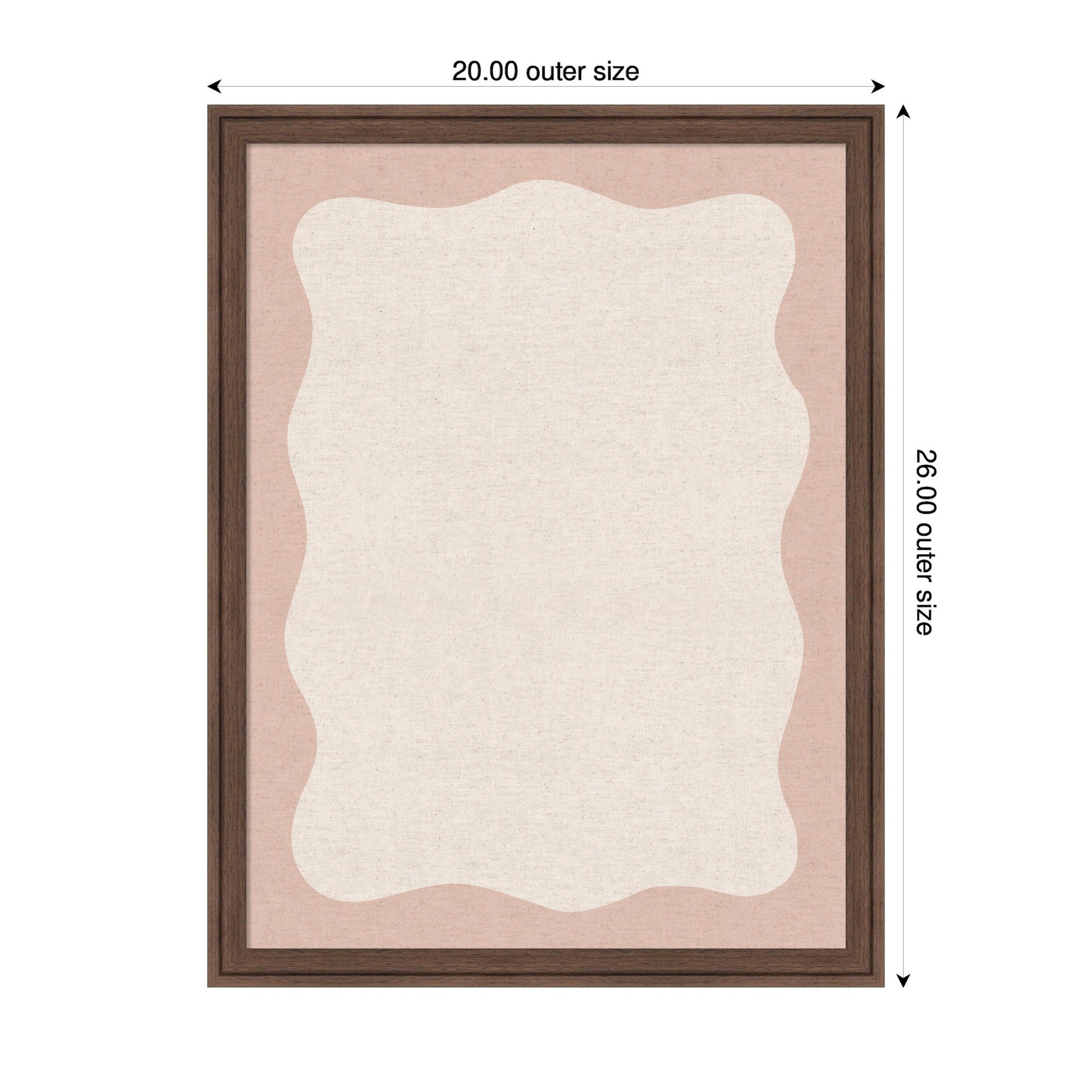Framed Fabric Pinboard Wavy Linen Light and Pink Wall Organization