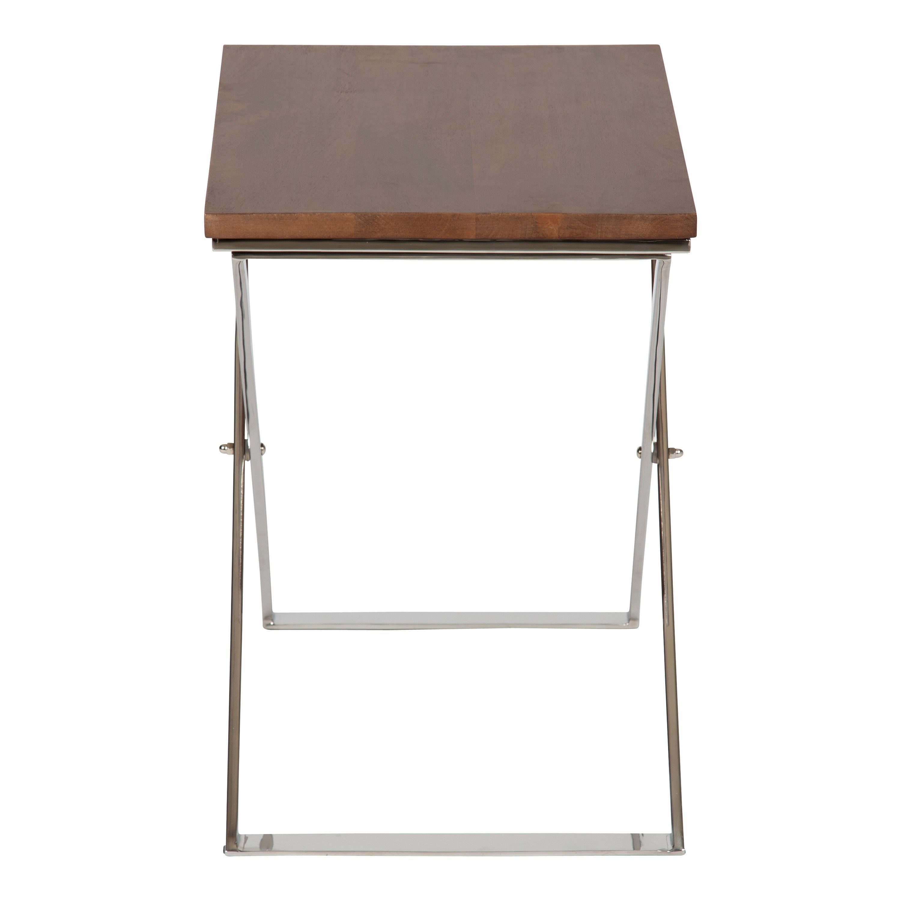 Side Table Walnut Brown Silver 20x14x20 6
