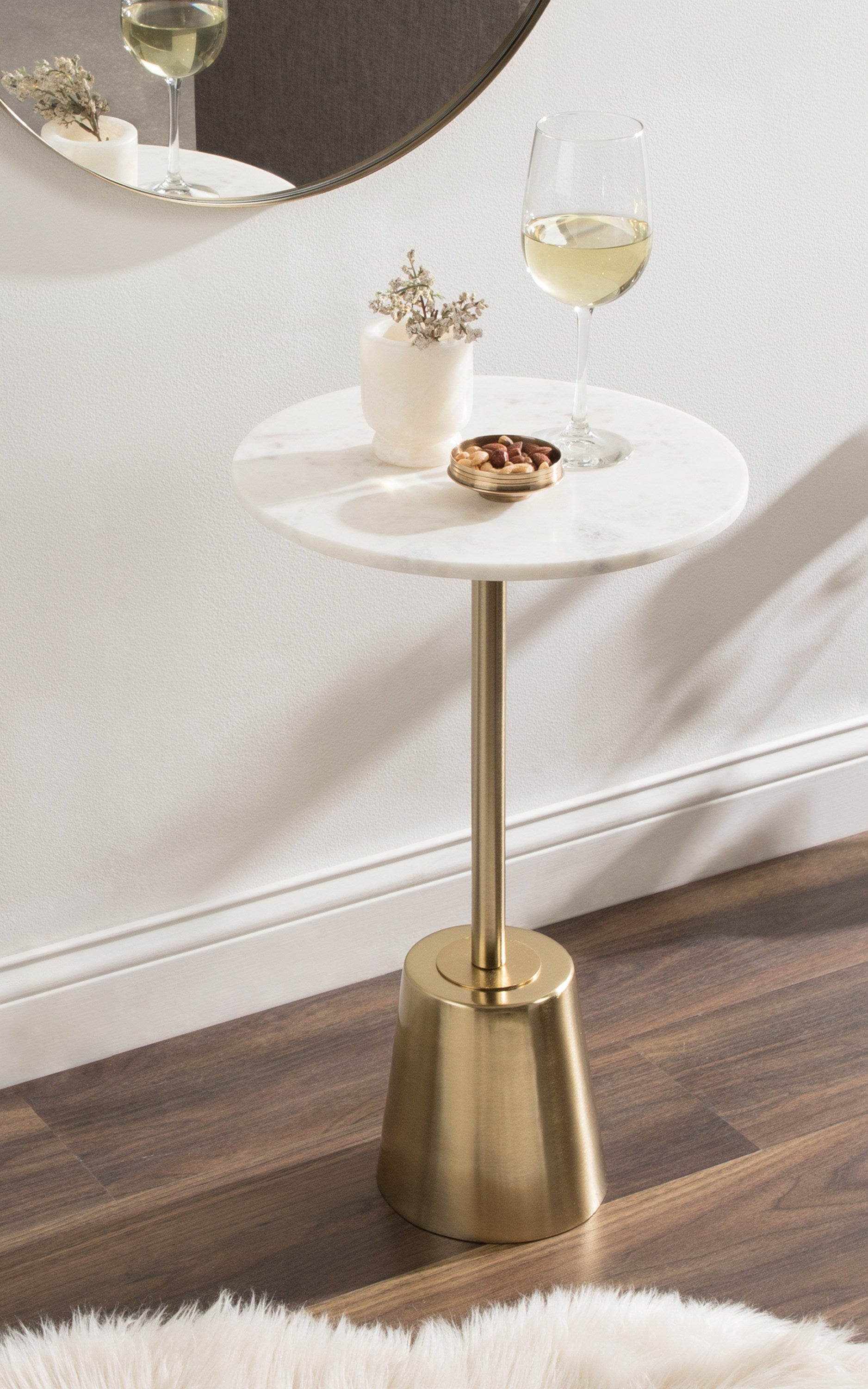Side Table White Gold 14x14x24 6