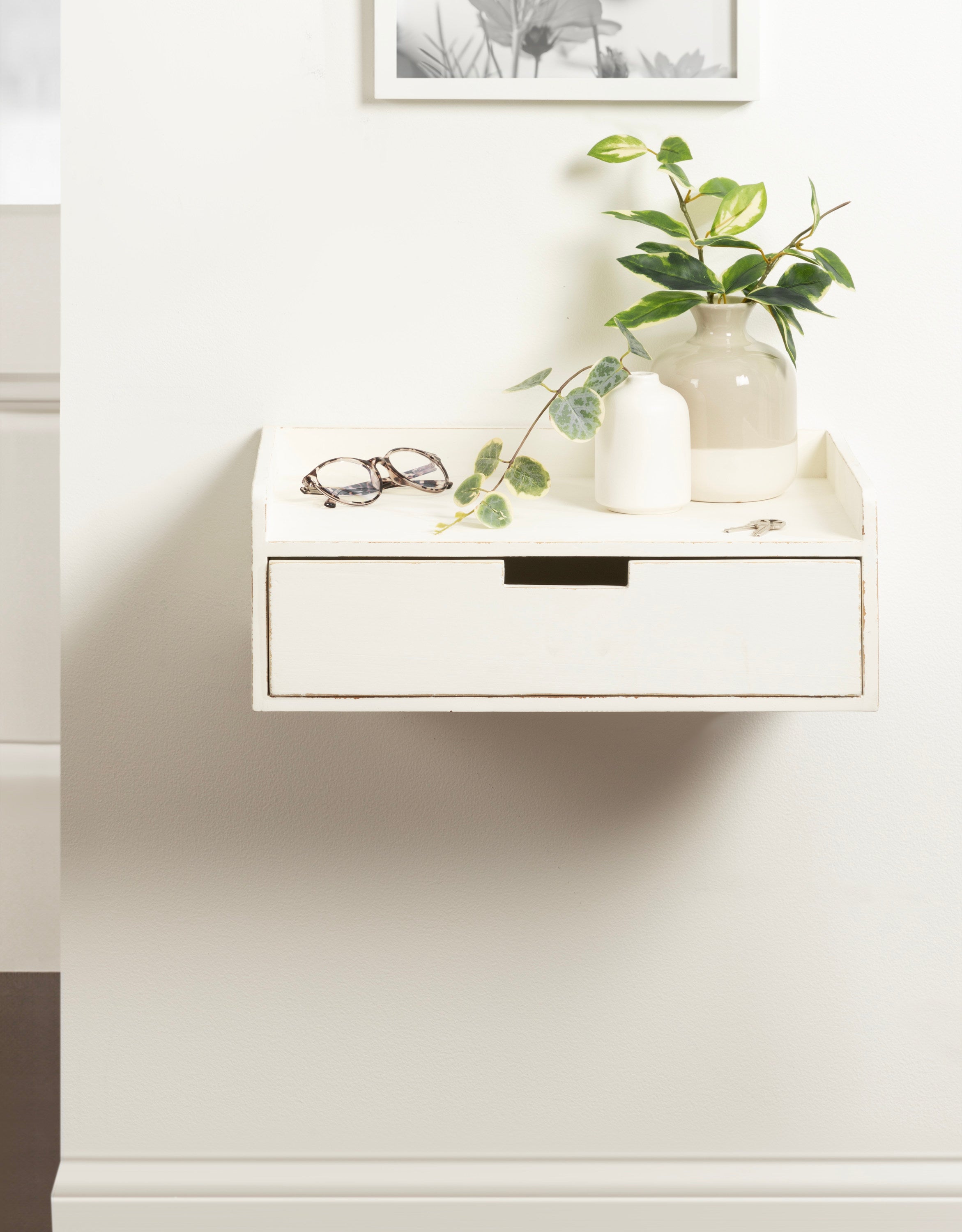 Floating Side Table White 18x12x7 8