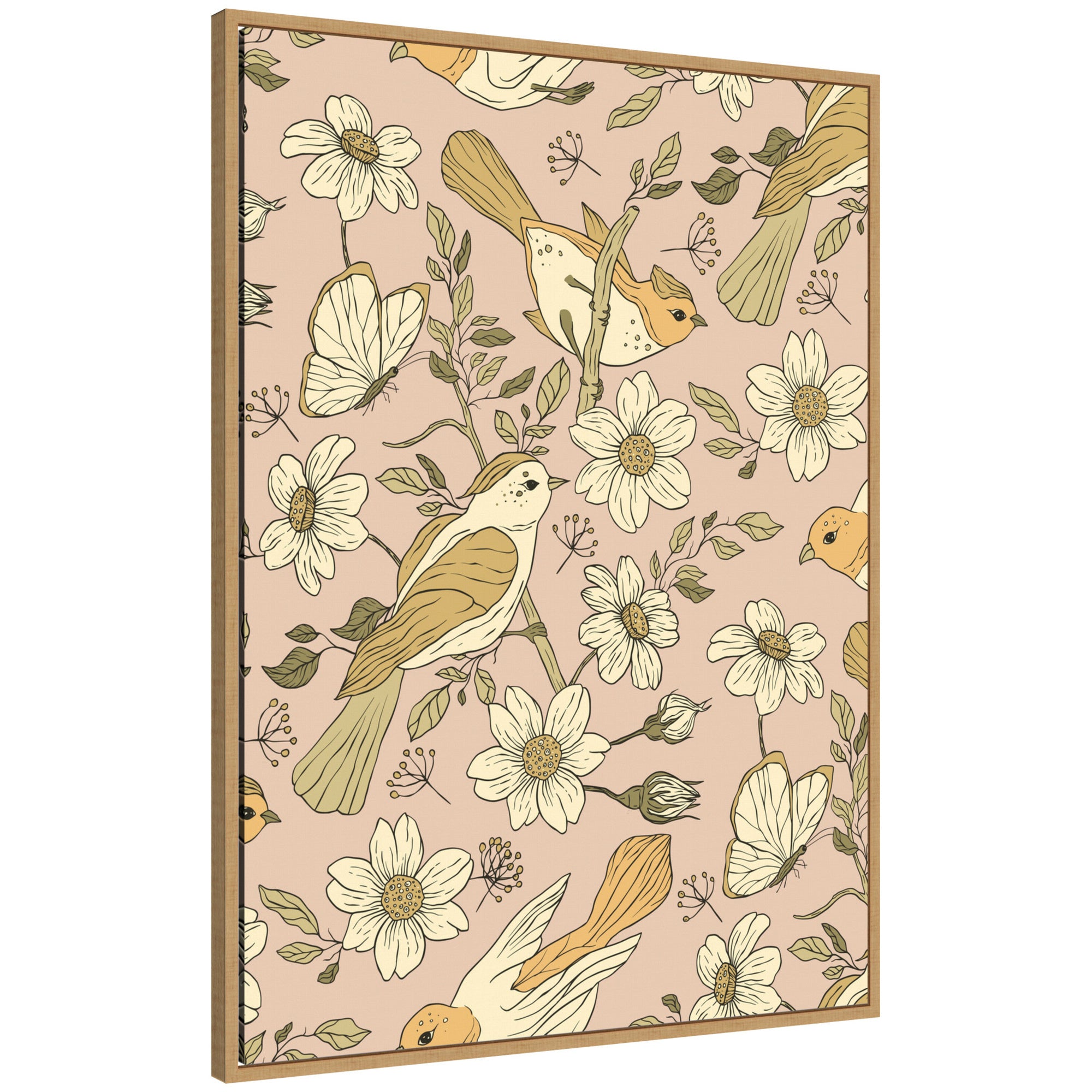 Sparrows by Laura Moss Framed Canvas Wall Art Print