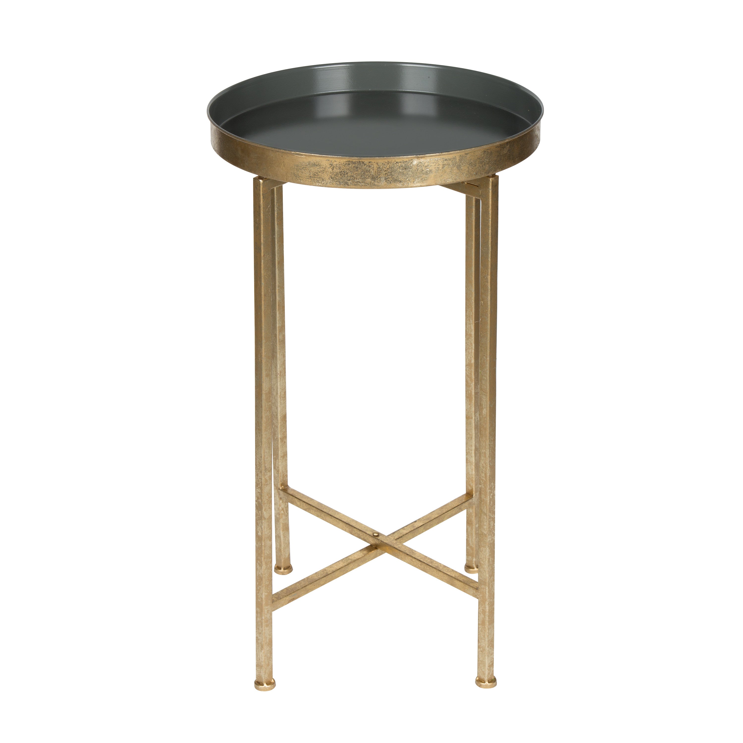 Tea Table Gold Gray 14x14x26 2