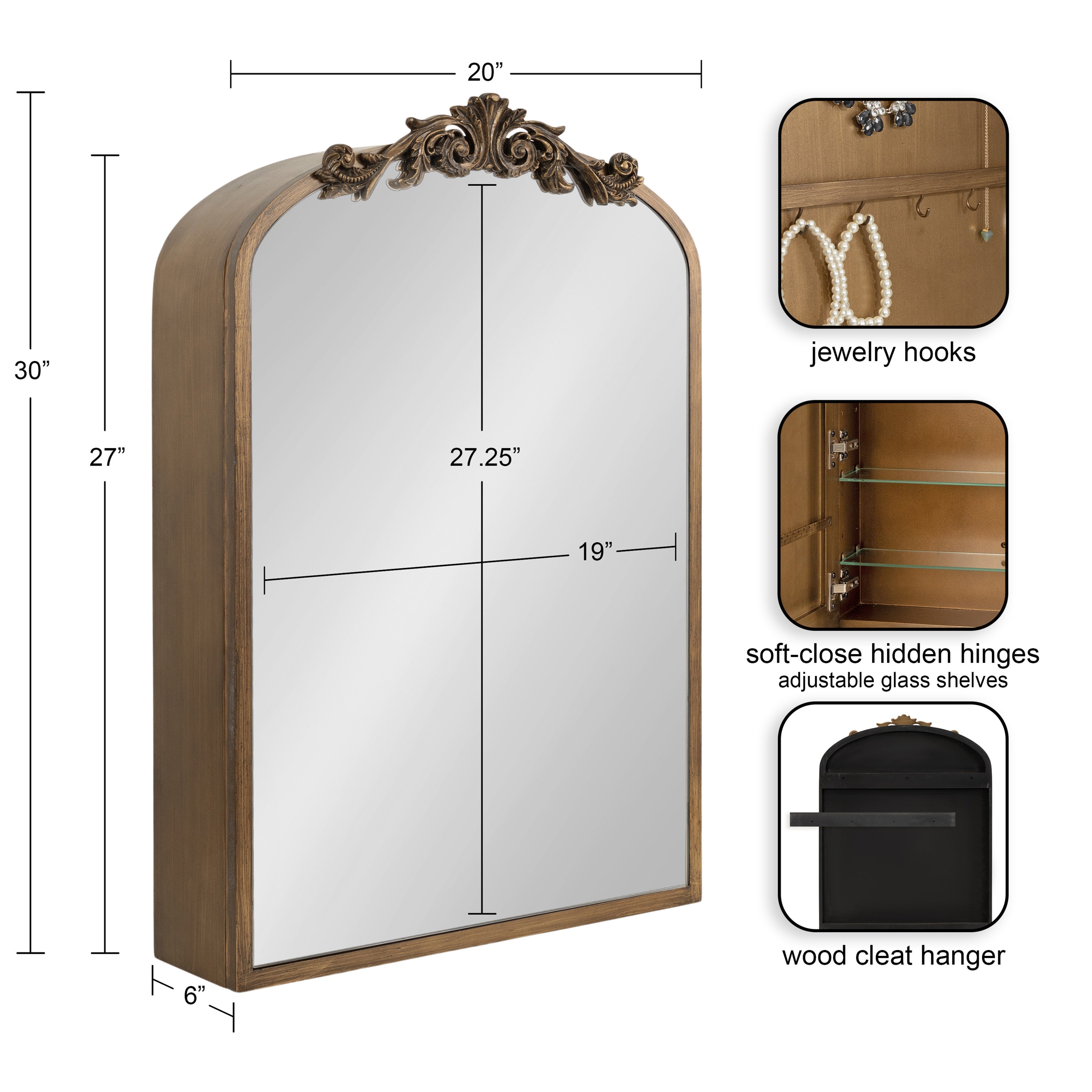 Arendahl MDF Jewelry Cabinet with Mirror