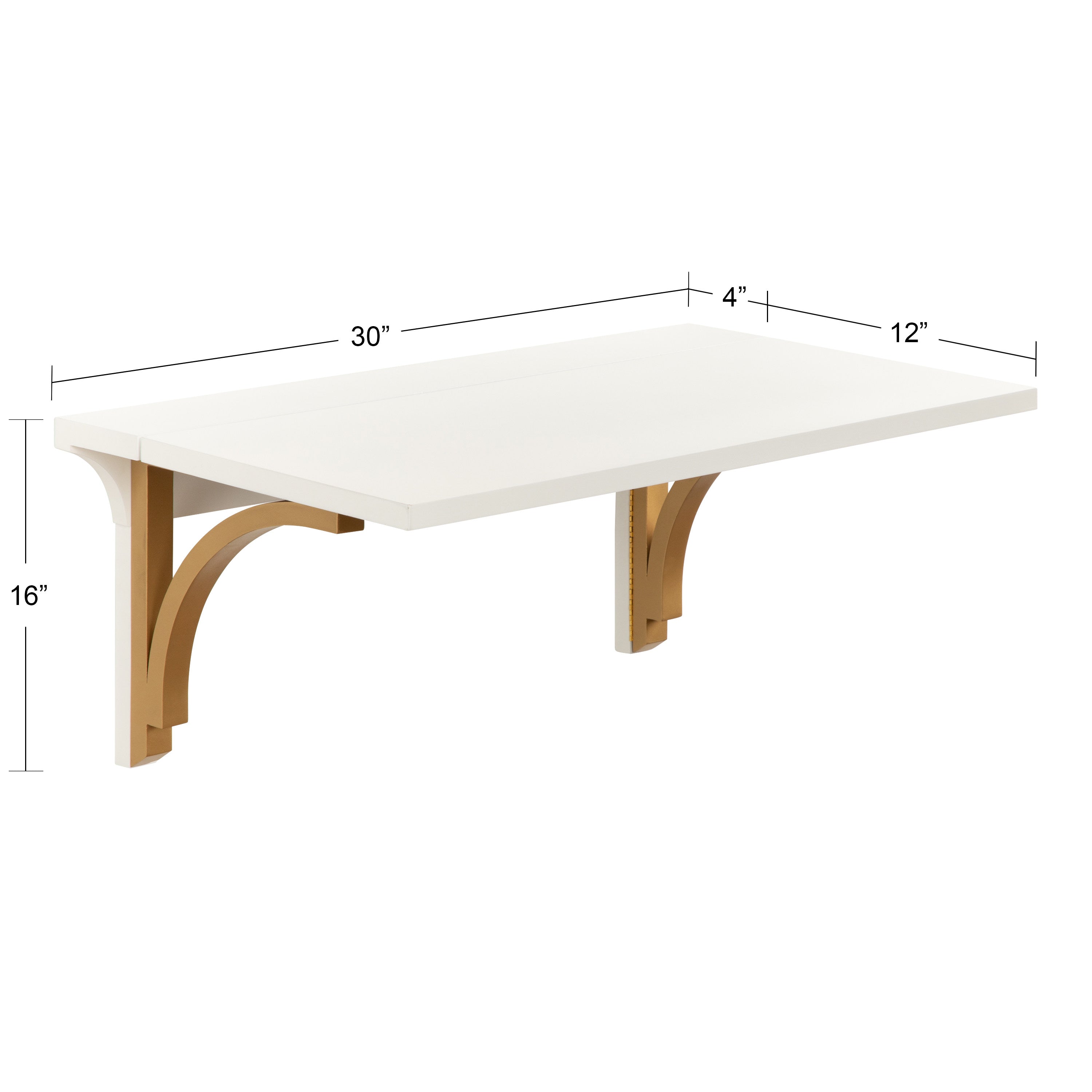 Wall Mounted Desk White Gold 30x12x16 2