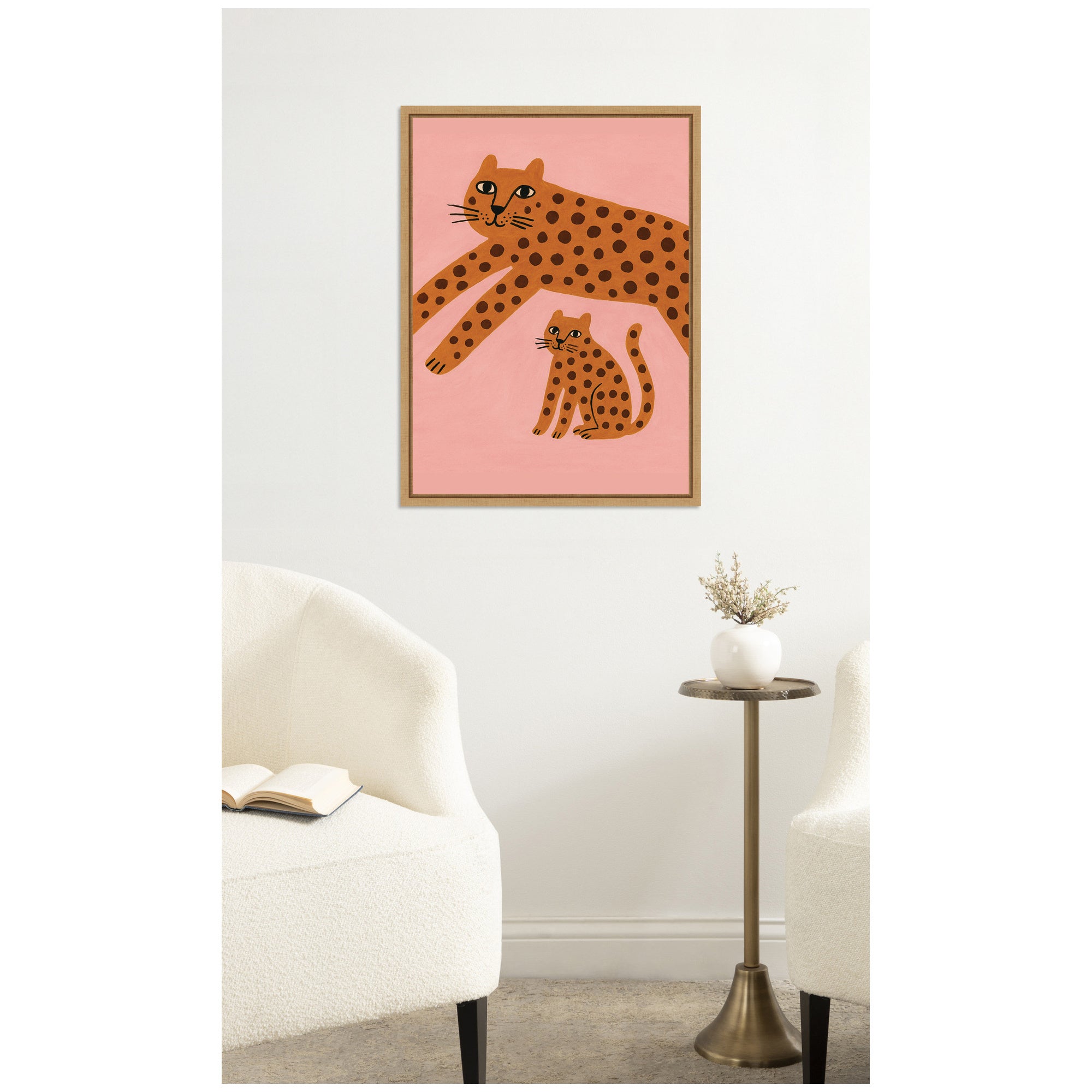 Leopards Pink by Laura Moss Framed Canvas Wall Art Print