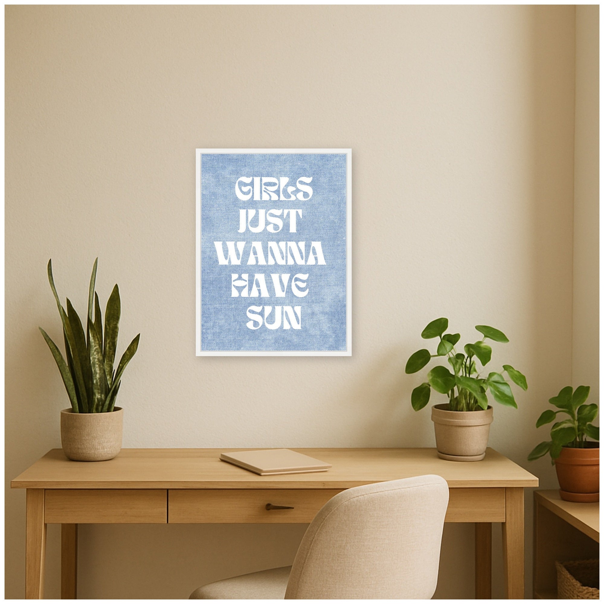 Girls Just Wanna Have Sun by Megan Ryan Framed Canvas Wall Art Print