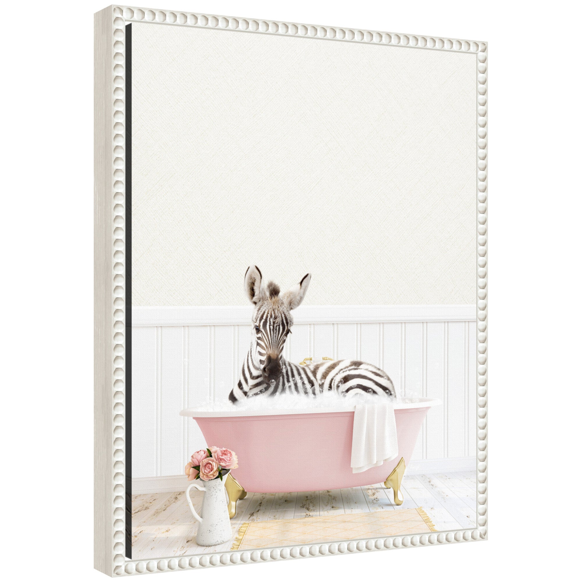 Framed Canvas Sylvie Beaded White 16x20 1