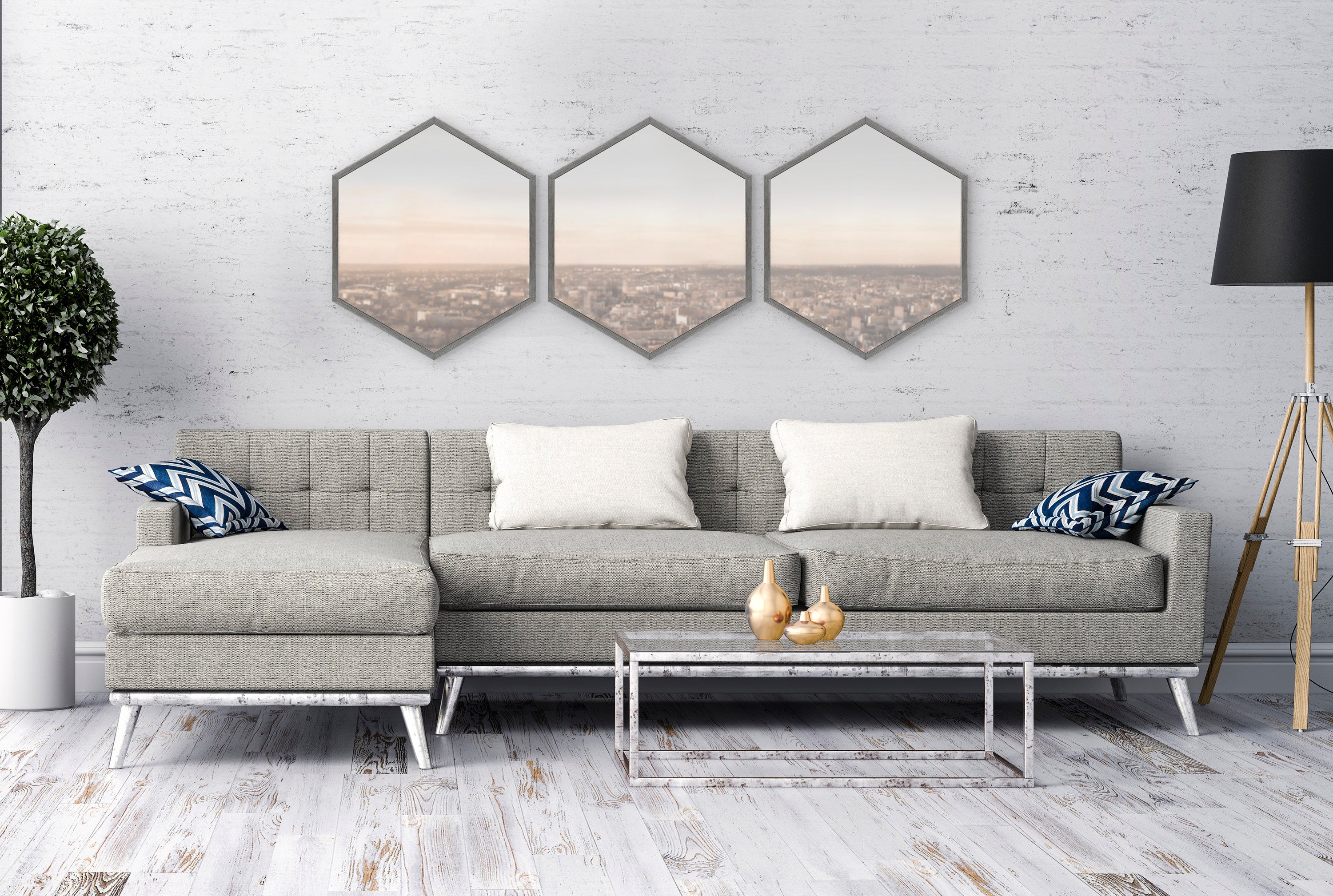 Laverty Framed Hexagon Wall Mirror