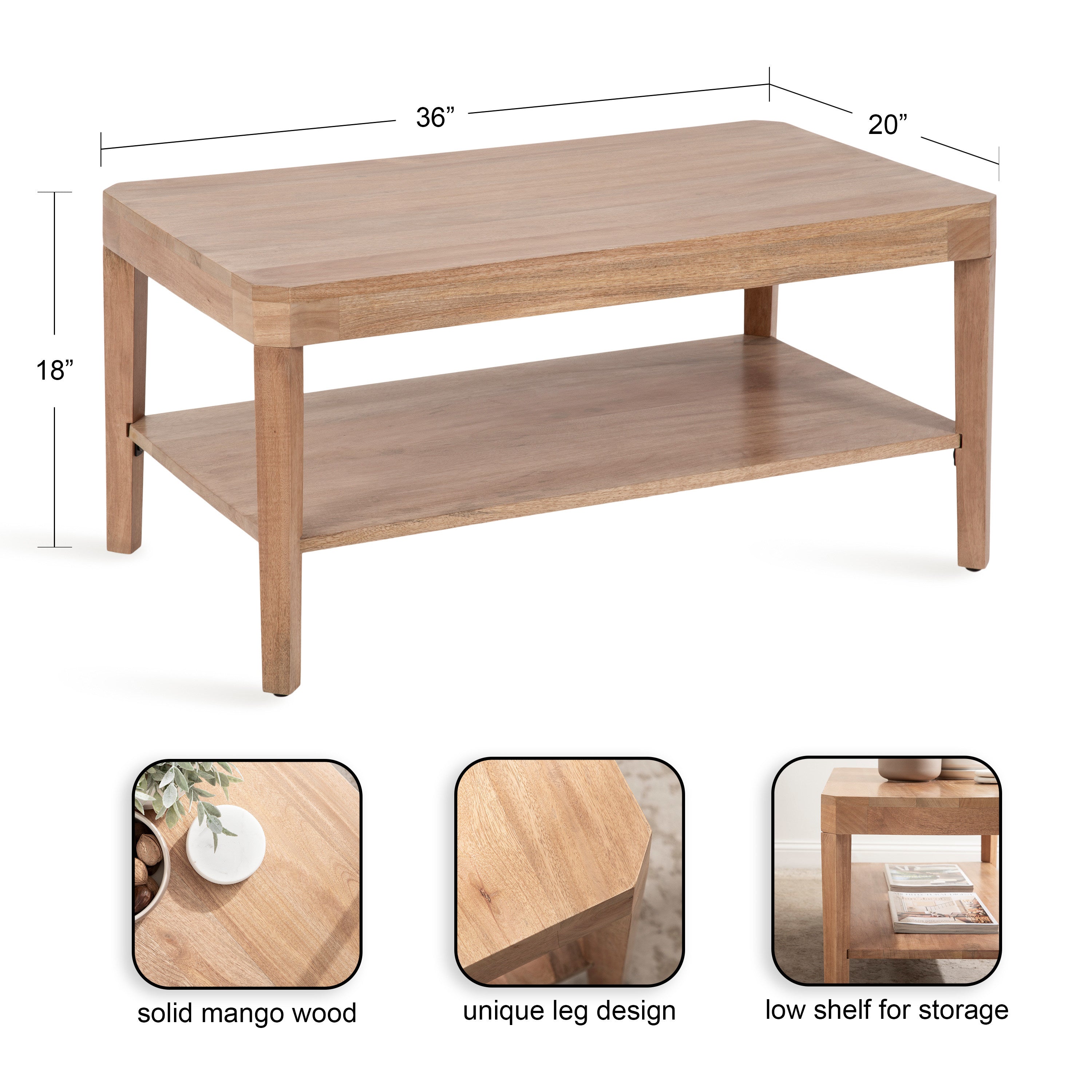 Coffee Table Natural 36x20x18 2