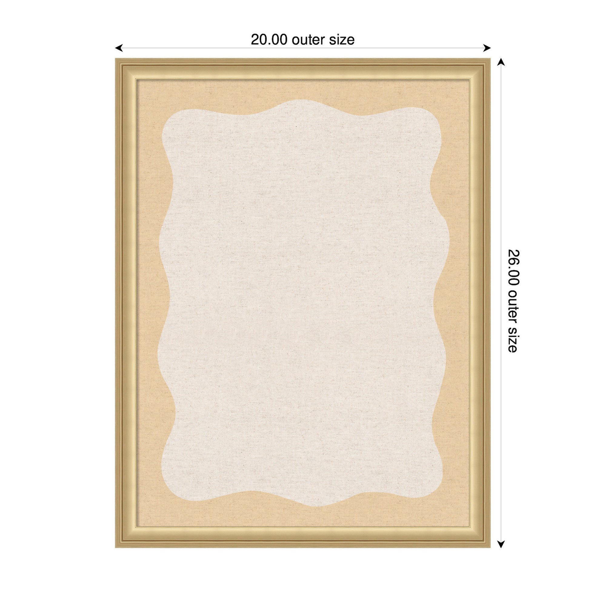 Framed Fabric Pinboard Wavy Neutral Linen and Yellow Wall Organization
