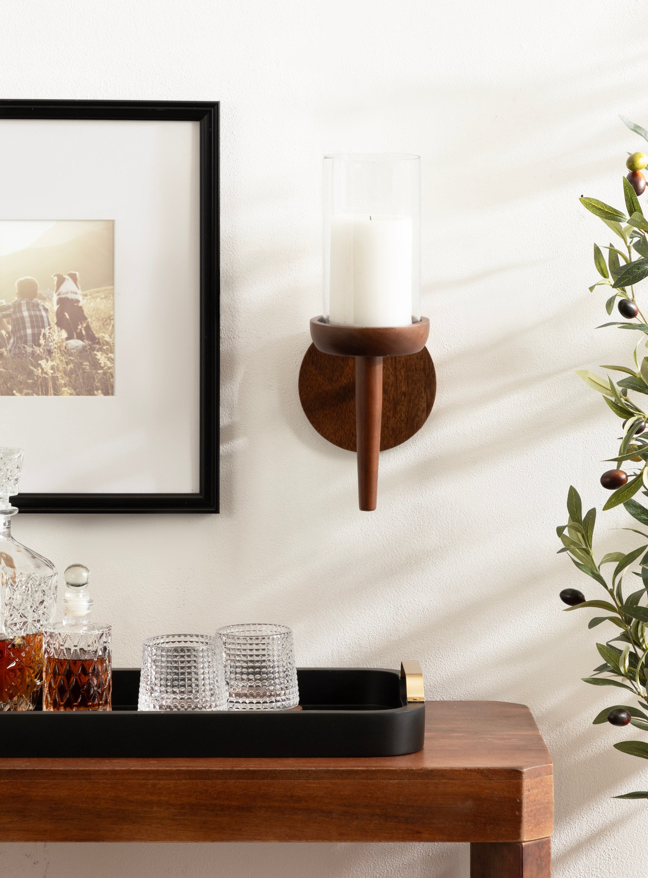 Shae Wood and Glass Wall Sconce