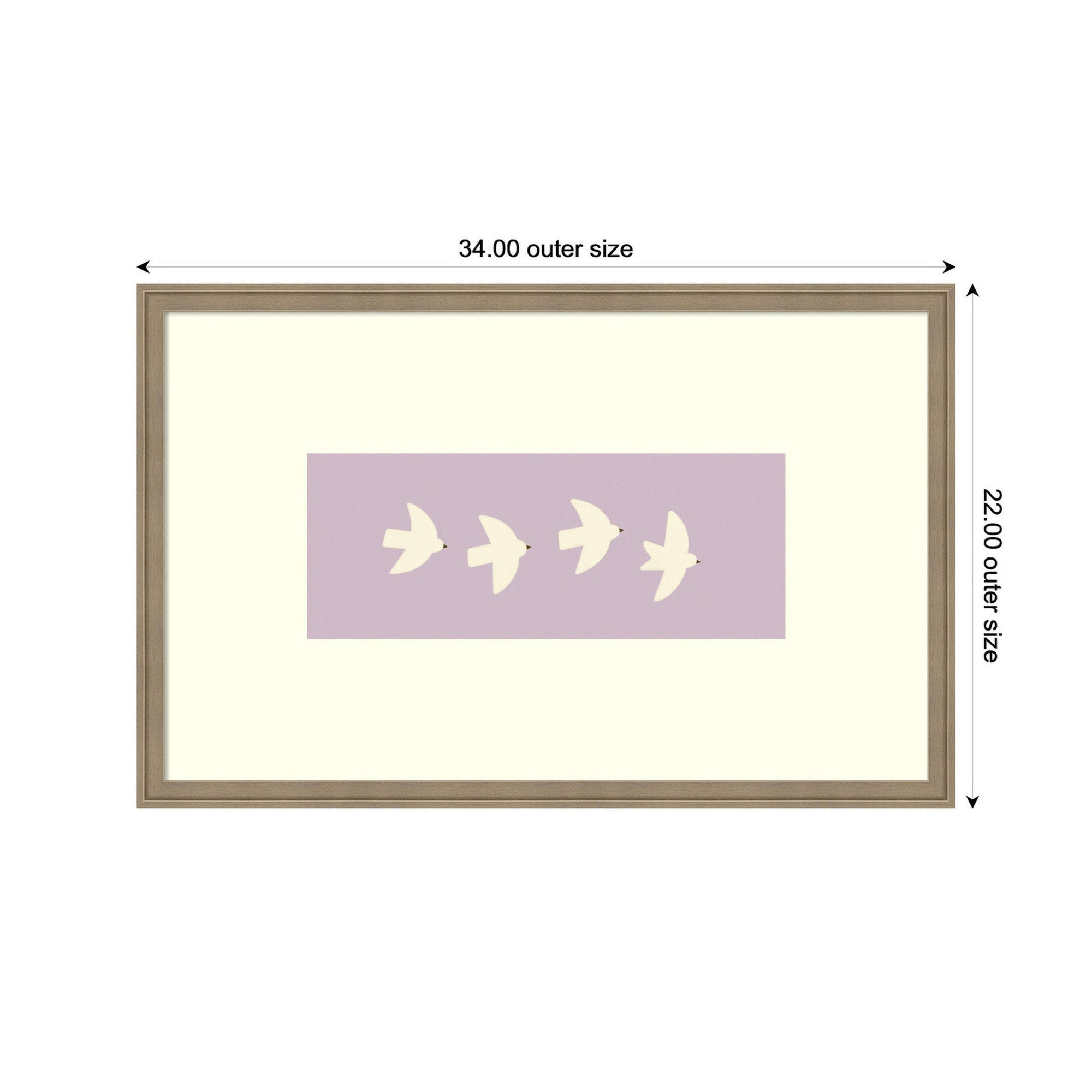 Minimalist Birds Panel 3 Light Purple by Laura Moss Framed Wall Art Print