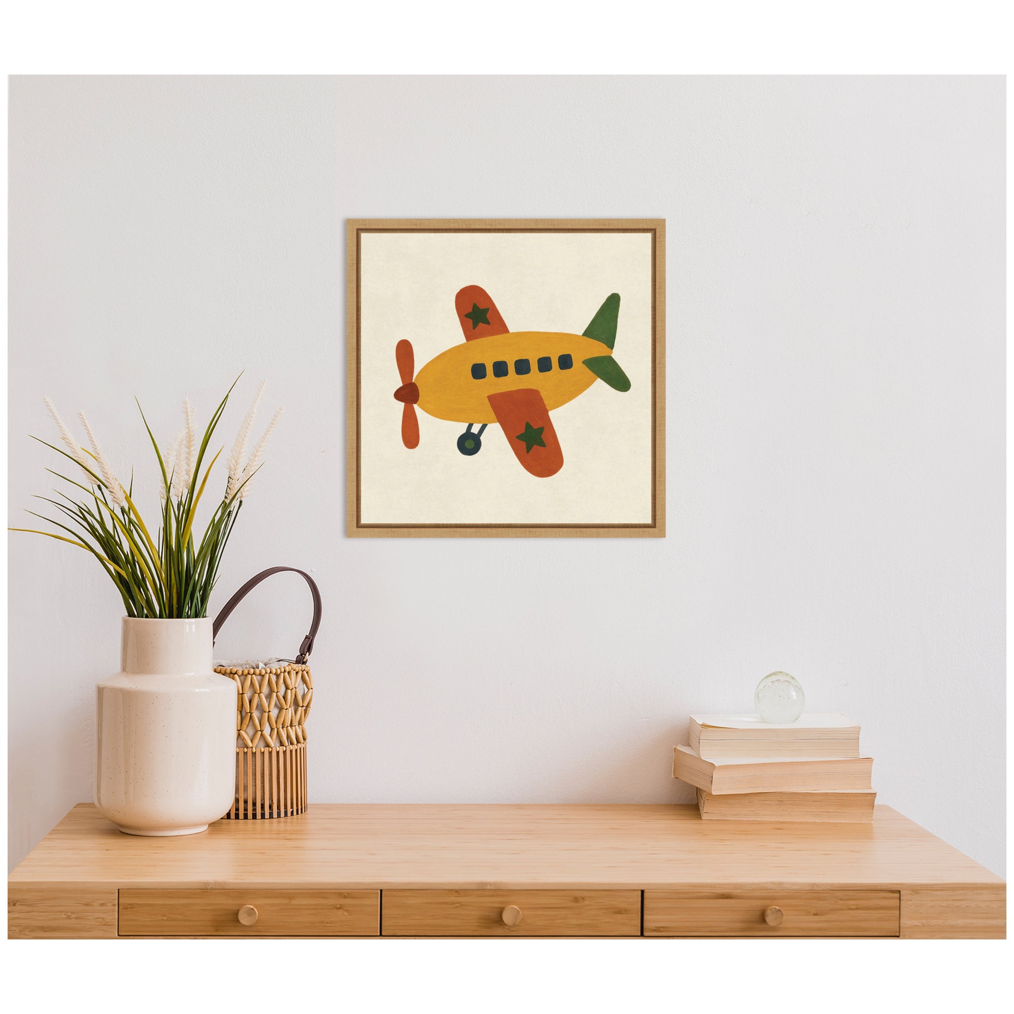 Kids Plane Square by Laura Moss Framed Canvas Wall Art Print