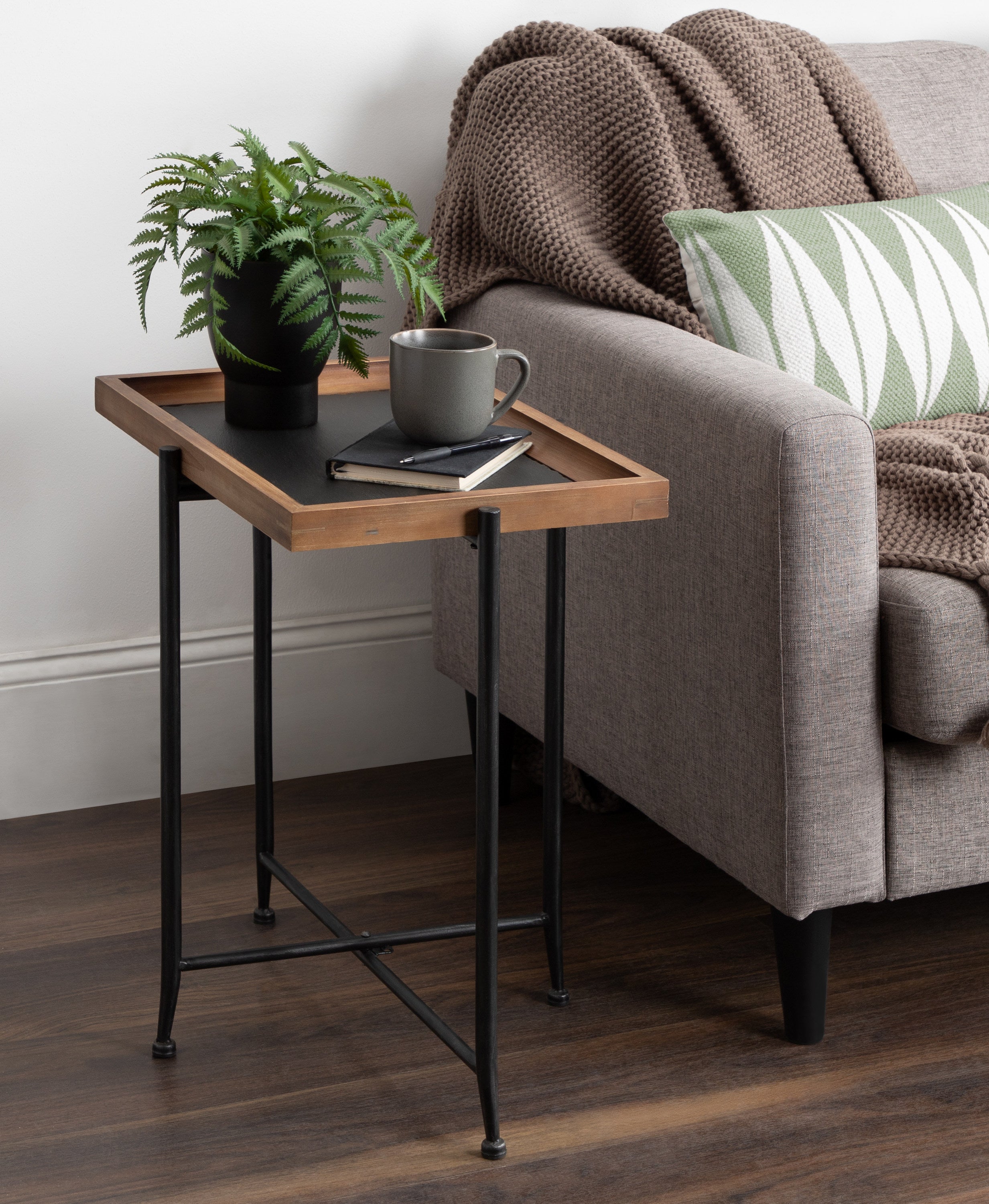 Macabe Wood and Iron Accent Table