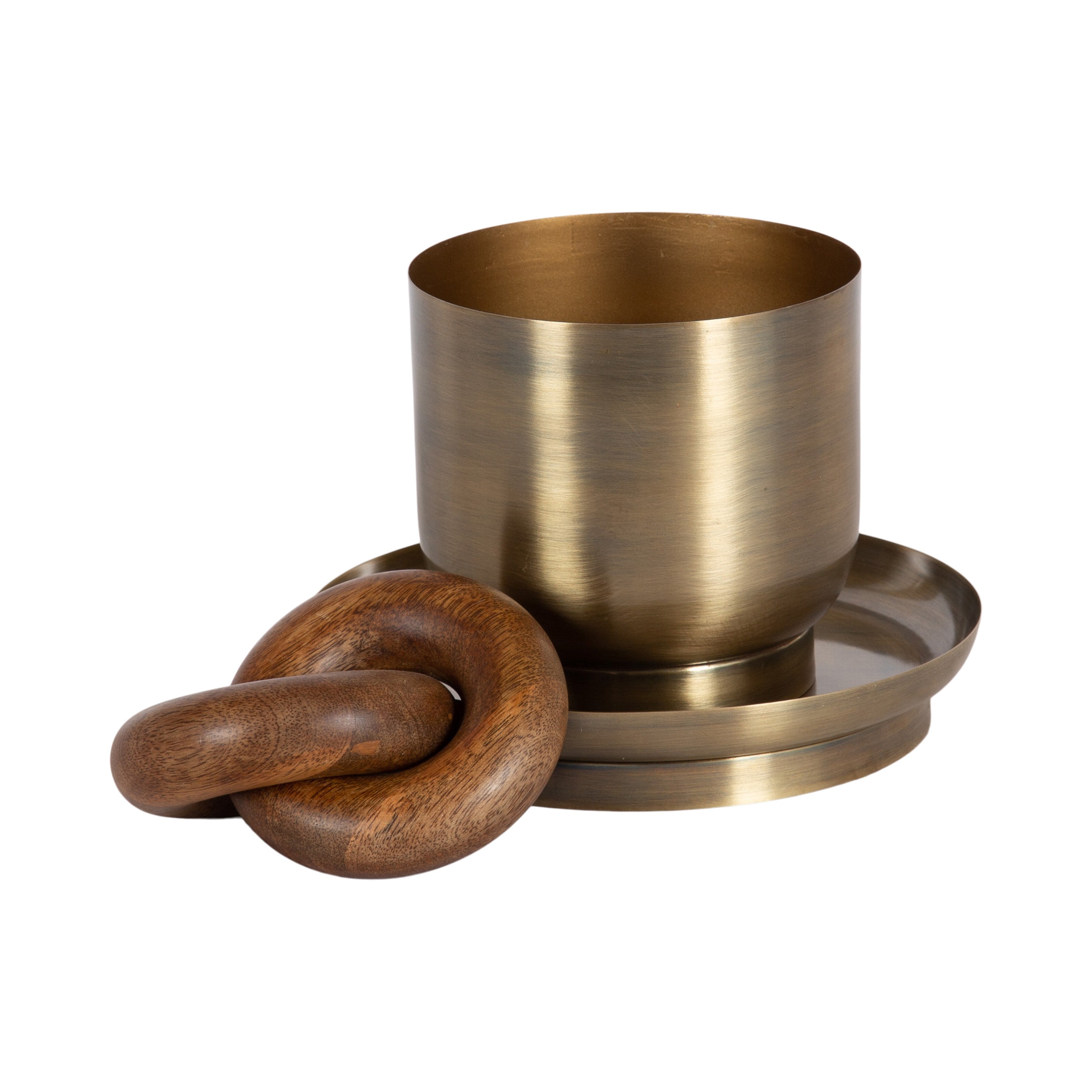 Decorative Accessory Set Walnut Brown Gold 3 Piece 3