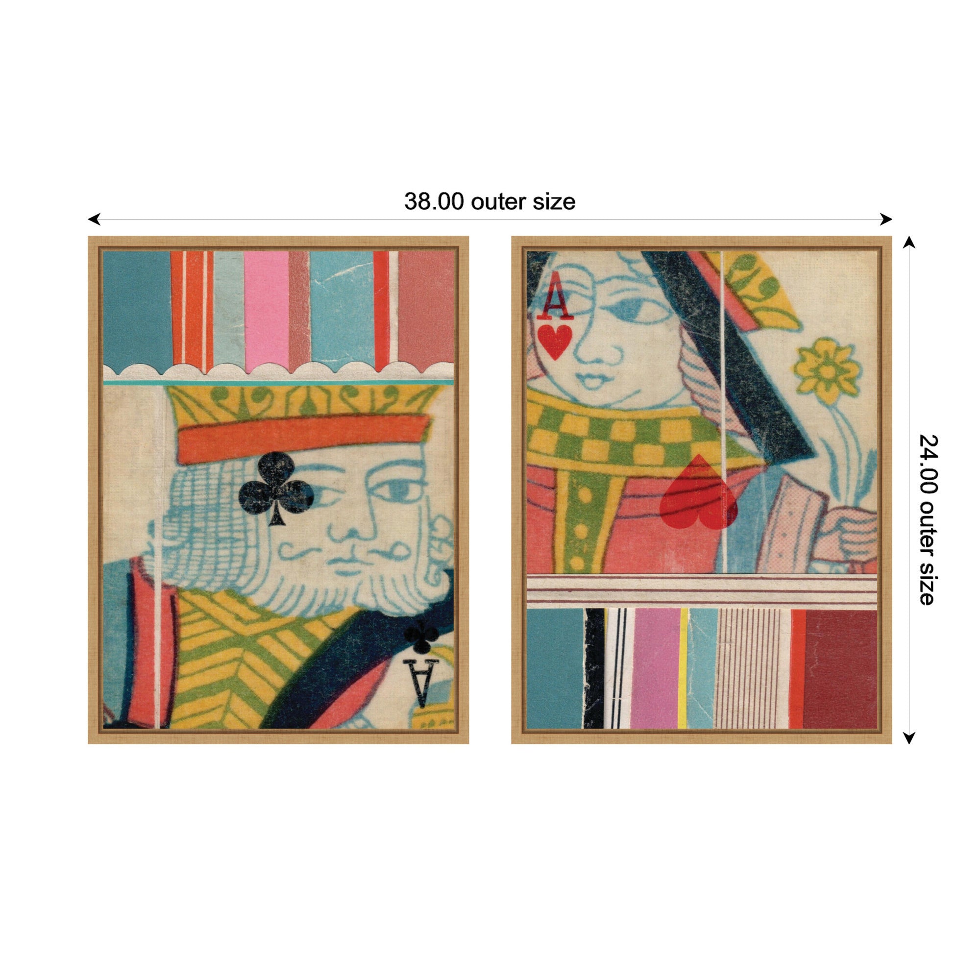 King of Clubs & Queen With Flower 2 Piece Framed Canvas Wall Art Set by Felicia Dadak