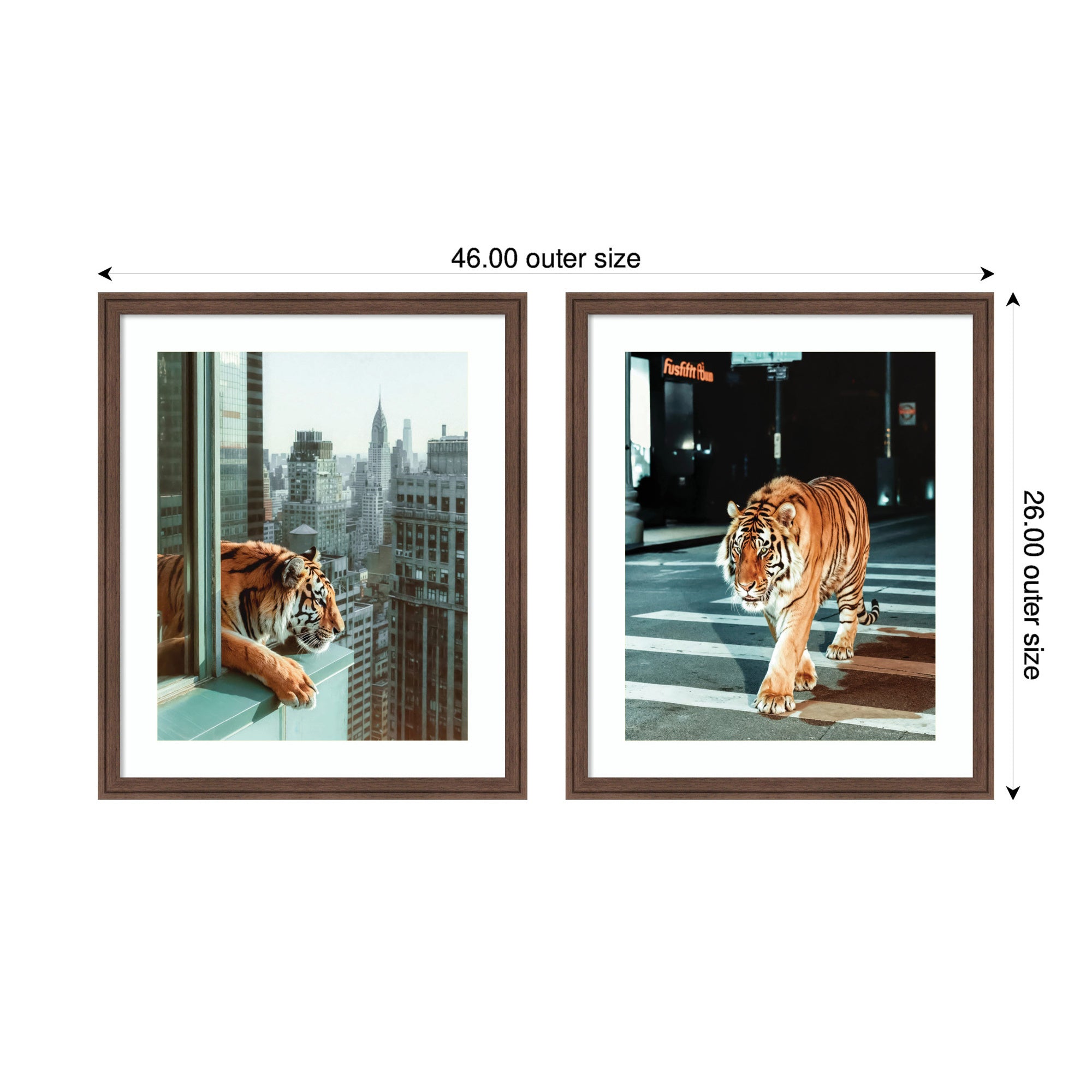 Urban Tiger City 2 Piece Framed Wall Art Print Set by Michael Schauer