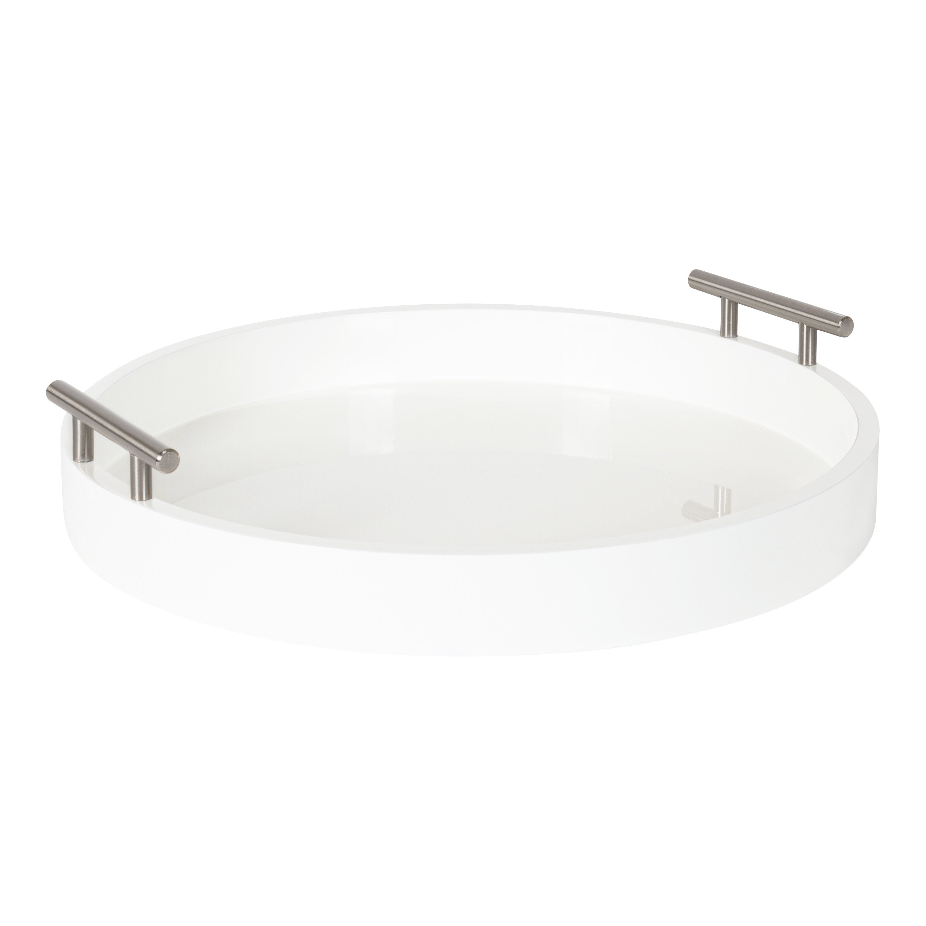 Single Tray White Silver 15.5" Diameter 1