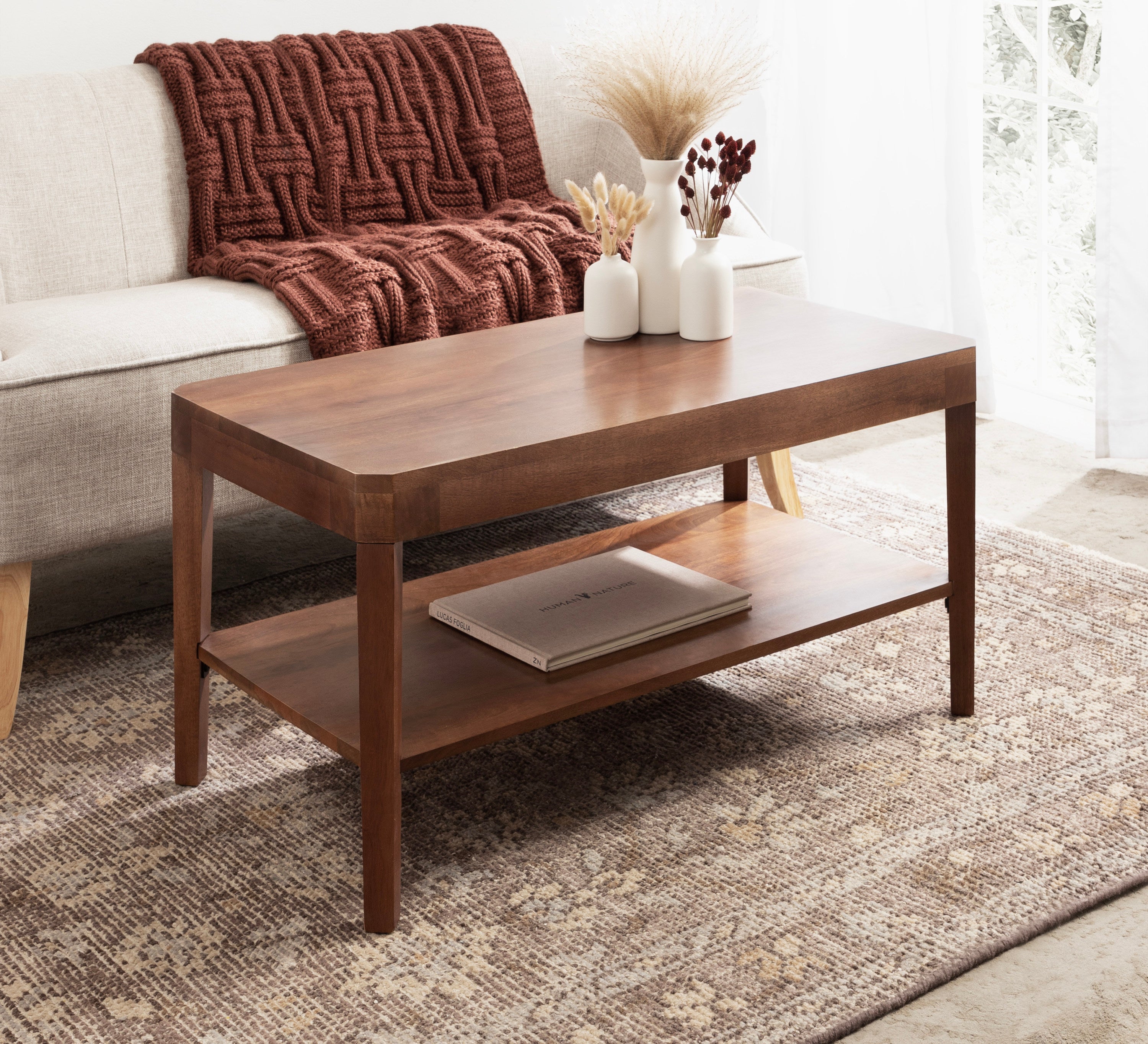 Coffee Table Walnut Brown 36x20x18 6