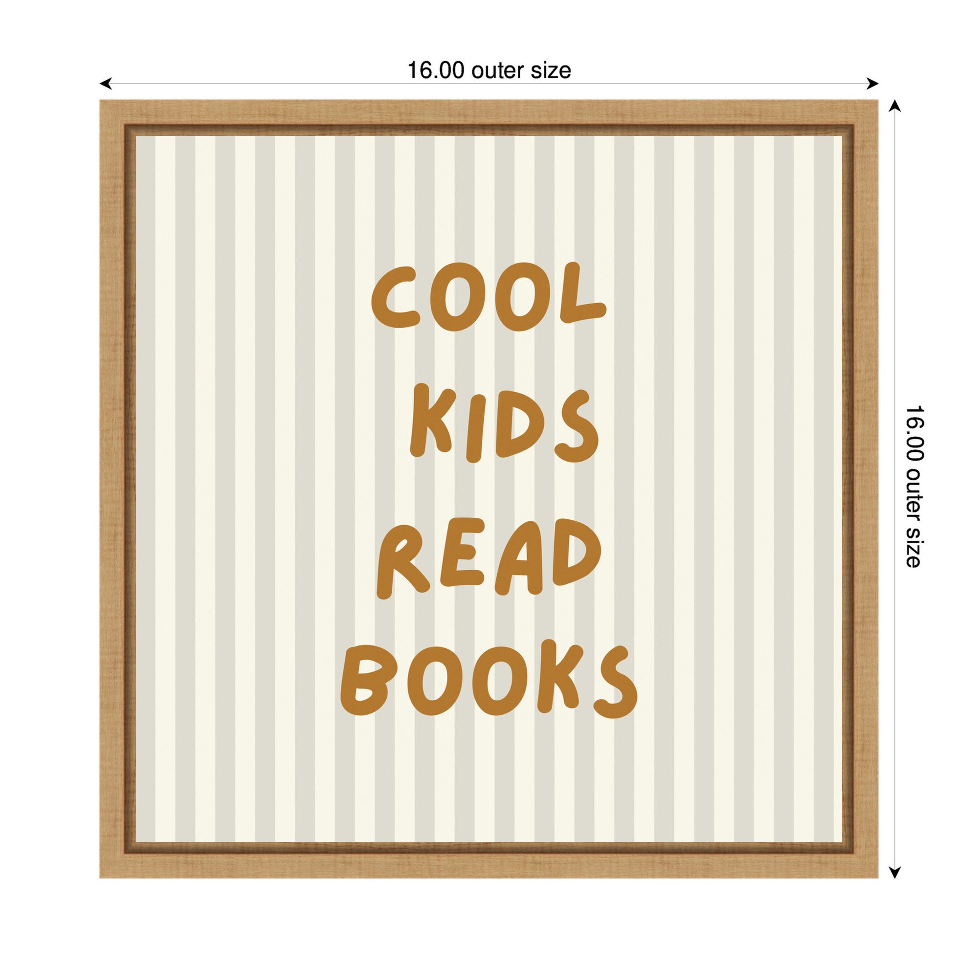 Cool Kids Read Books Stripes Square by Laura Moss Framed Canvas Wall Art Print