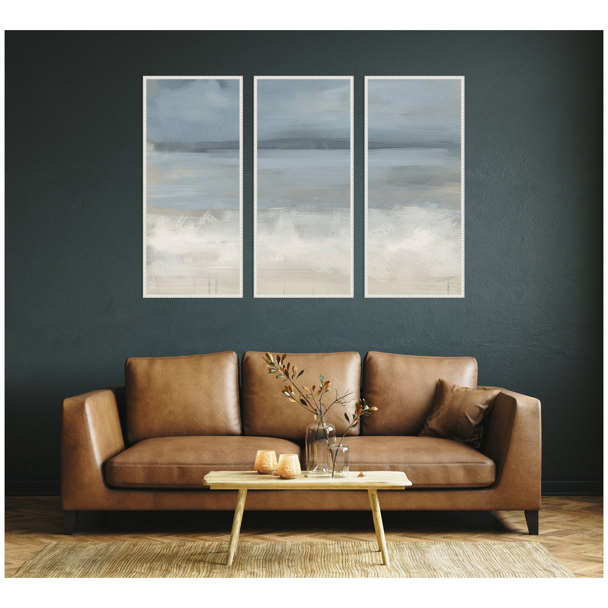 Art Set 3 Piece Set 18x40 Sylvie Beaded White 7